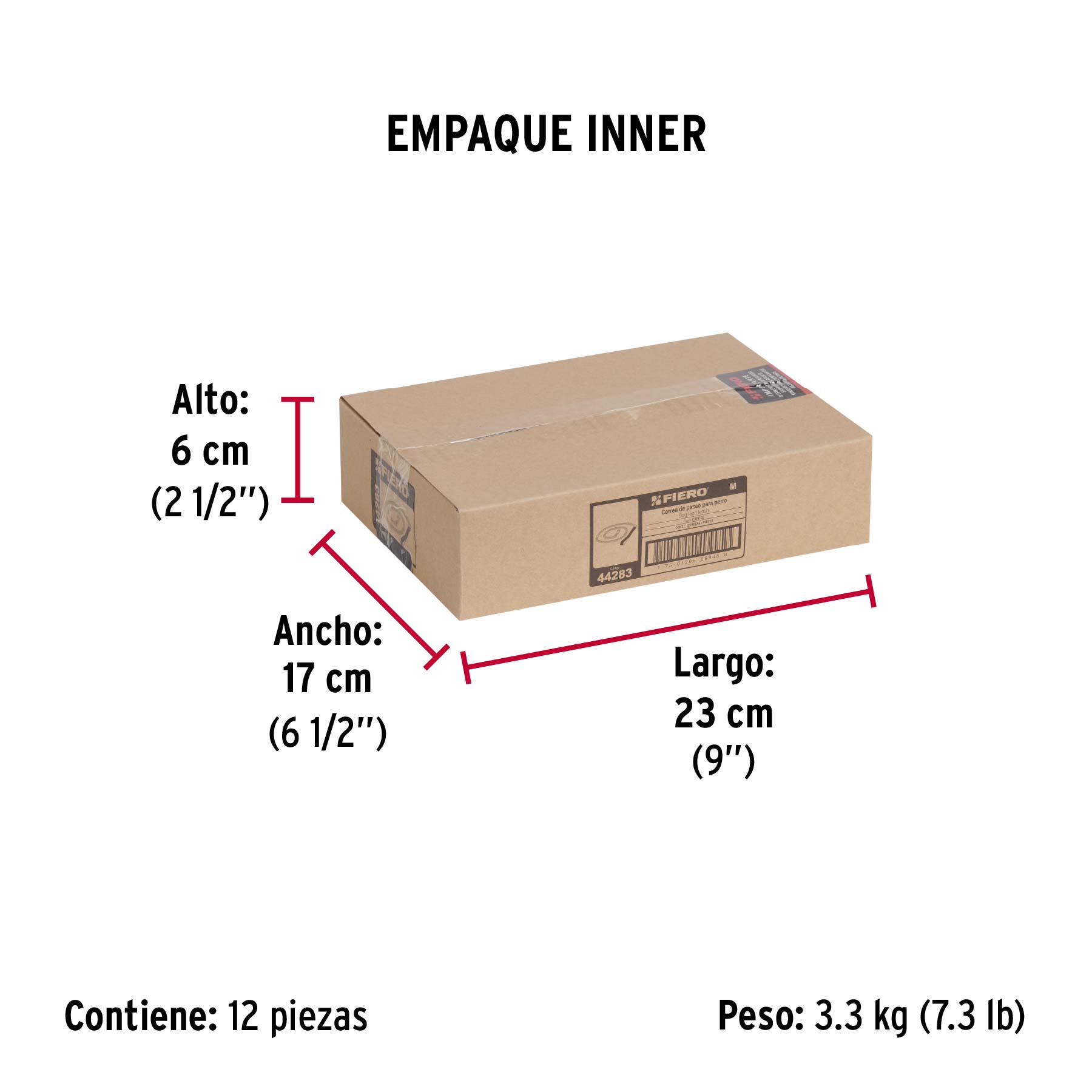 Cadena de paseo para perro de 1.2 m x 3.5 mm, FIERO - Empaque