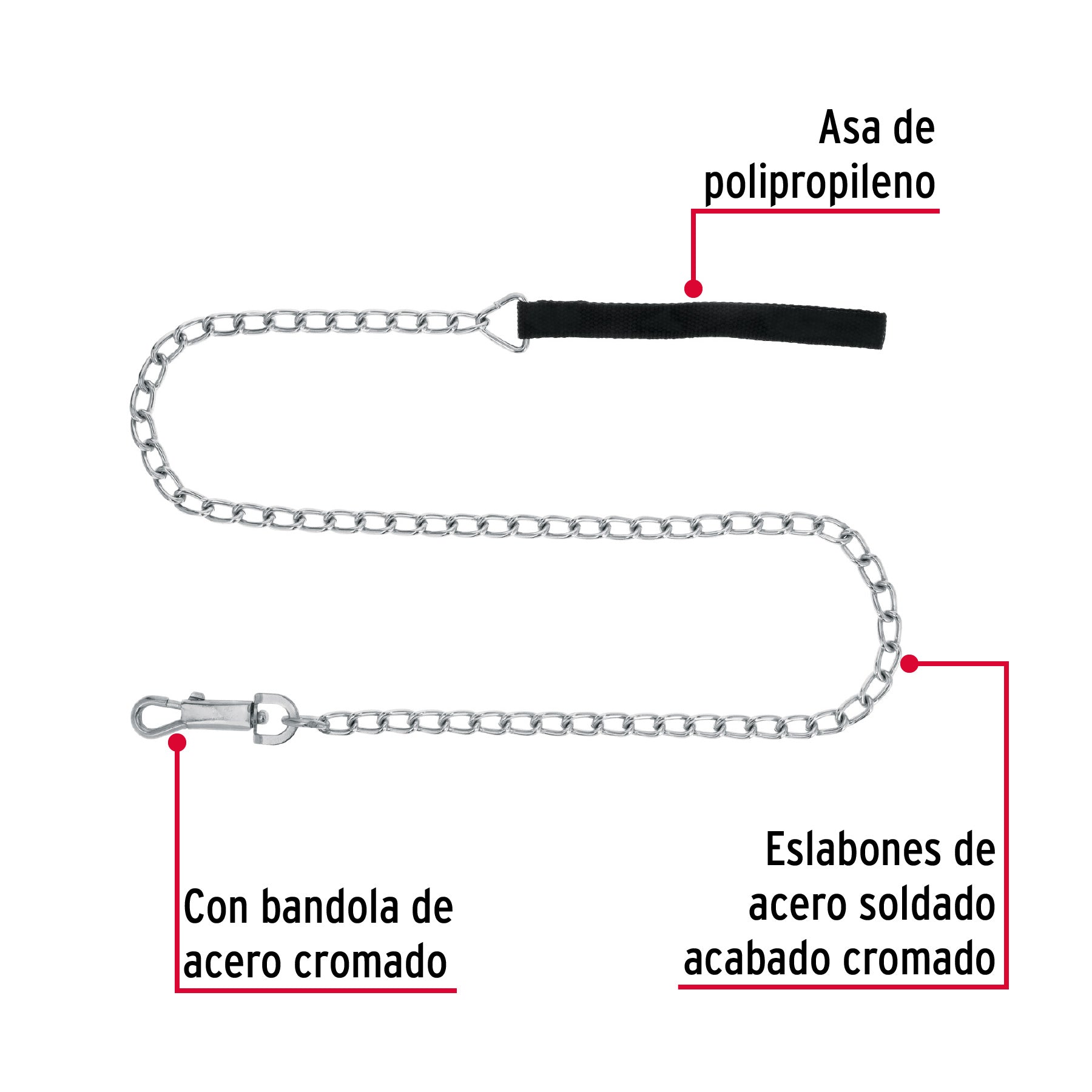 Cadena de paseo para perro de 1.2 m x 3.5 mm, FIERO