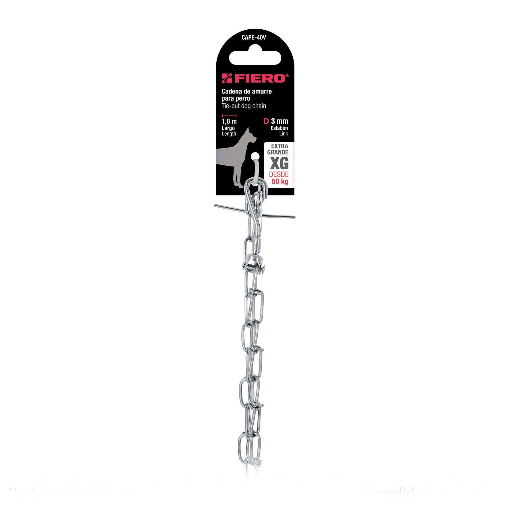 Cadena de 1.8 m de amarre para perro, 2.9 mm, FIERO