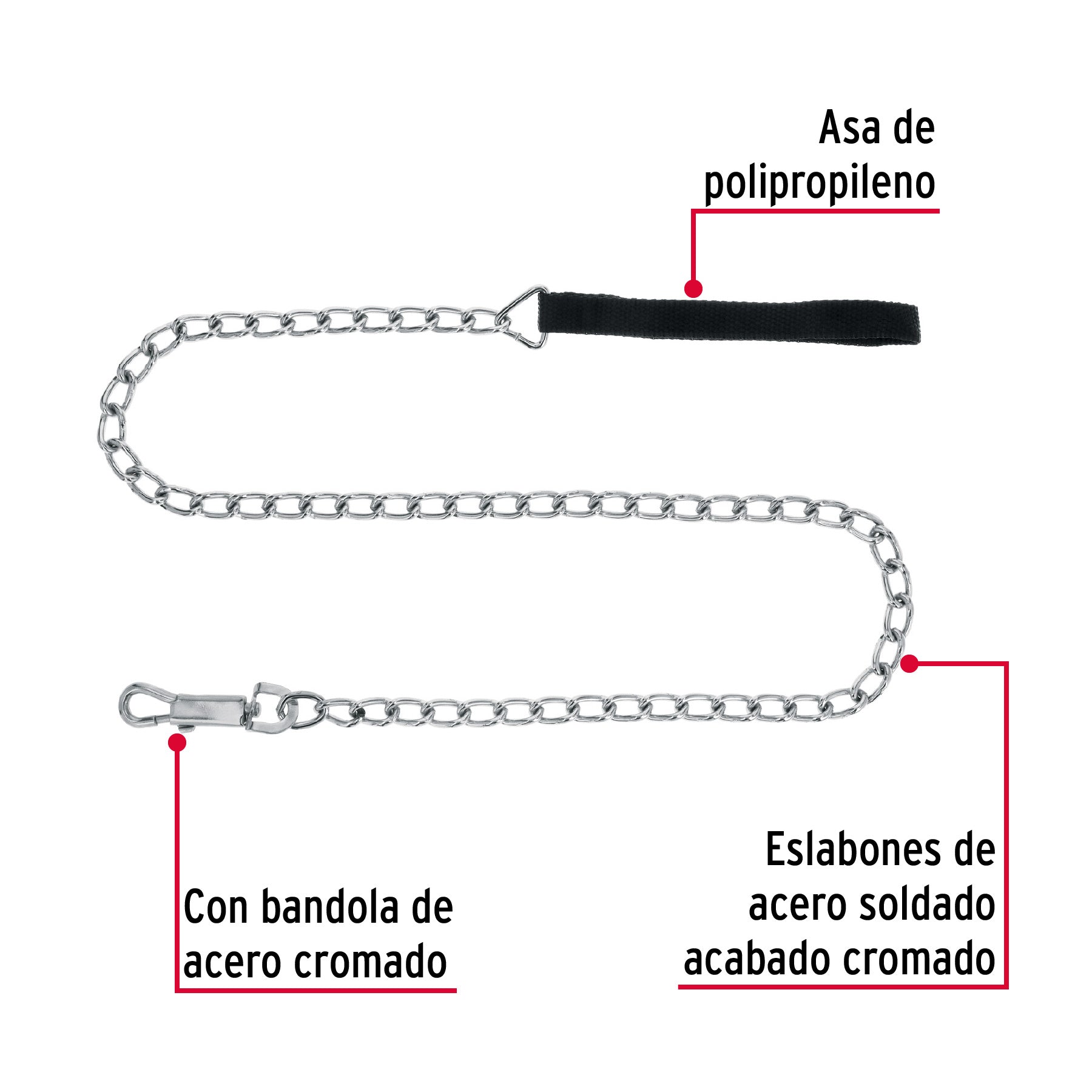 Cadena de paseo para perro de 1.2 m x 4 mm, FIERO
