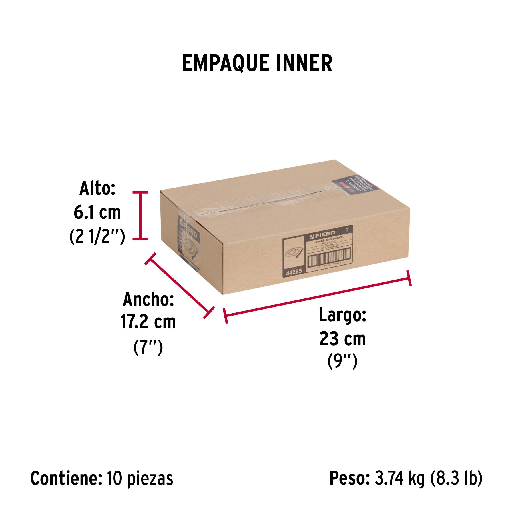 Cadena de paseo para perro de 1.2 m x 4.5 mm, FIERO - Empaque