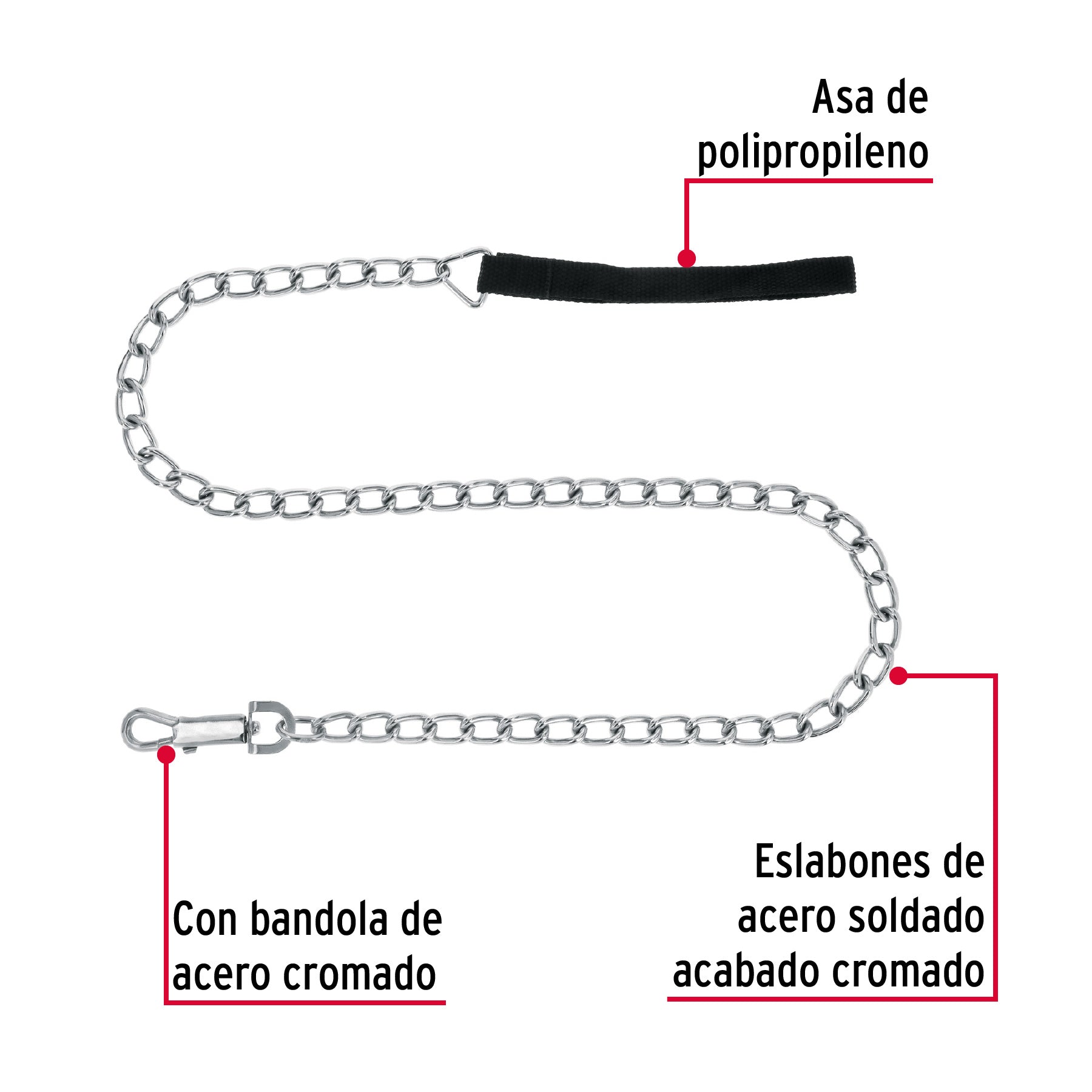 Cadena de paseo para perro de 1.2 m x 4.5 mm, FIERO