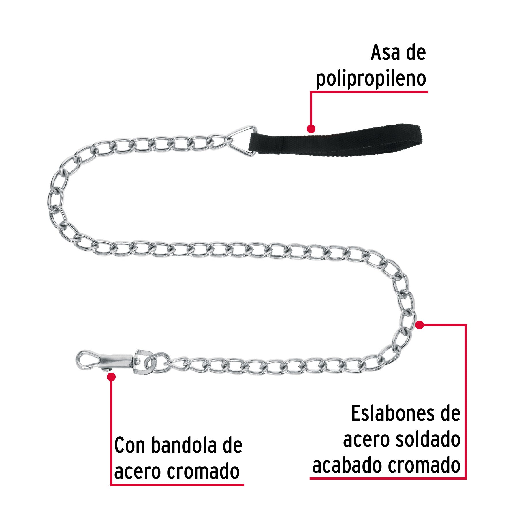 Cadena de paseo para perro de 1.2 m x 5 mm, FIERO