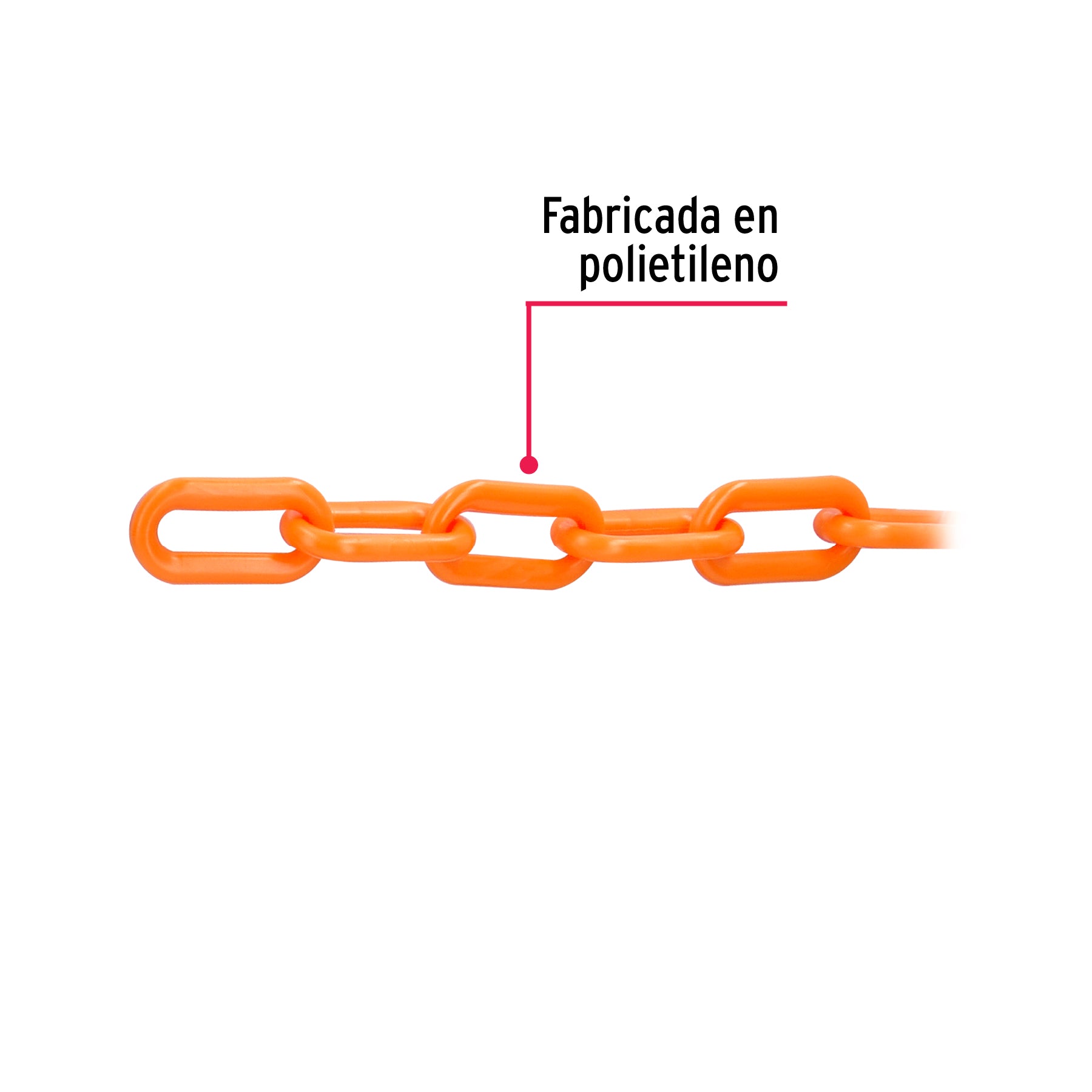 Metro de cadena de 8 mm de plástico naranja, carrete de 25 m
