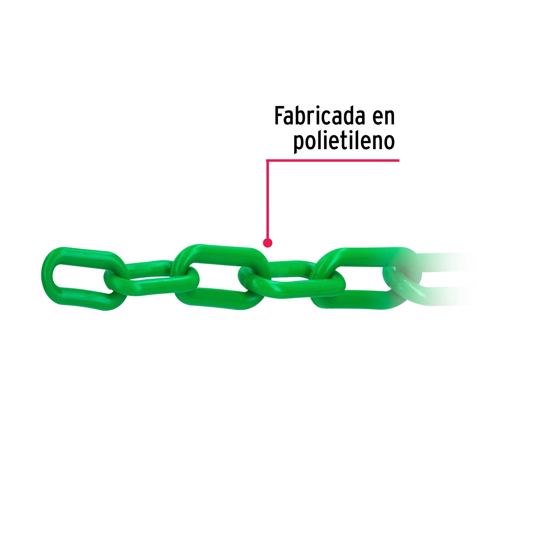 Metro de cadena de 8 mm de plástico verde, carrete de 25 m