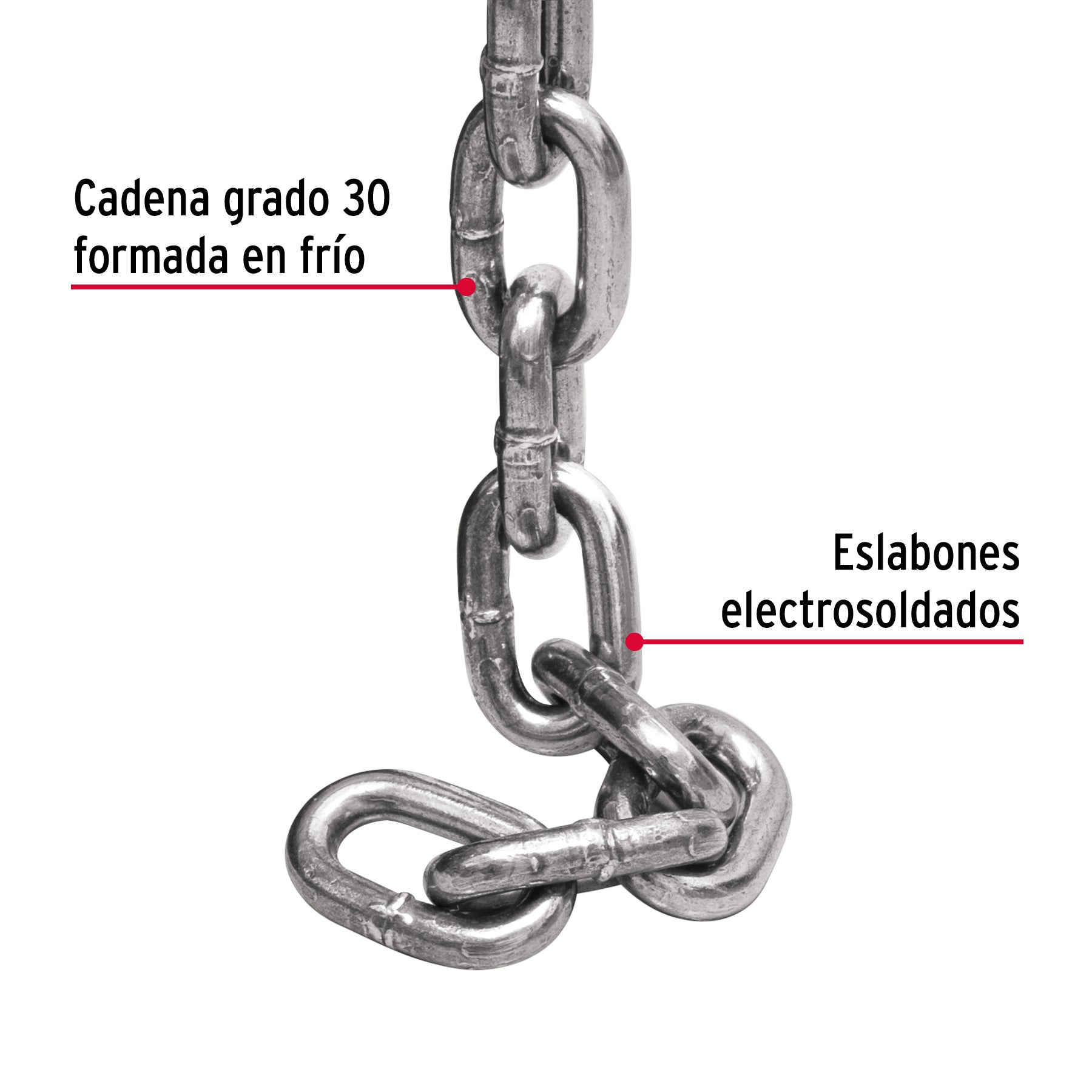 Metro de cadena pulida de 3/8", 10 m en cubeta, FIERO