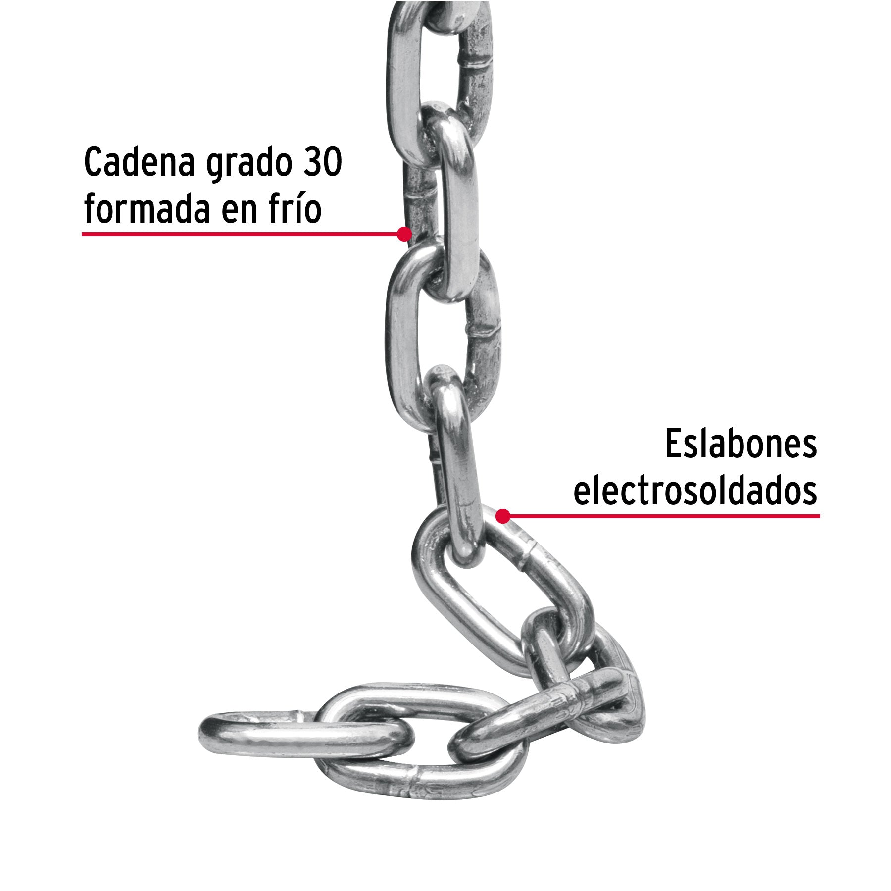 Metro de cadena pulida de 5/16", 20 m en cubeta, FIERO