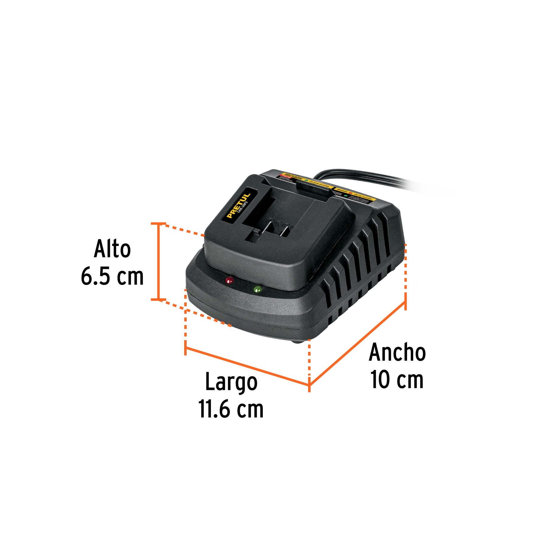 Cargador de baterías de ion litio 20V, PRETUL
