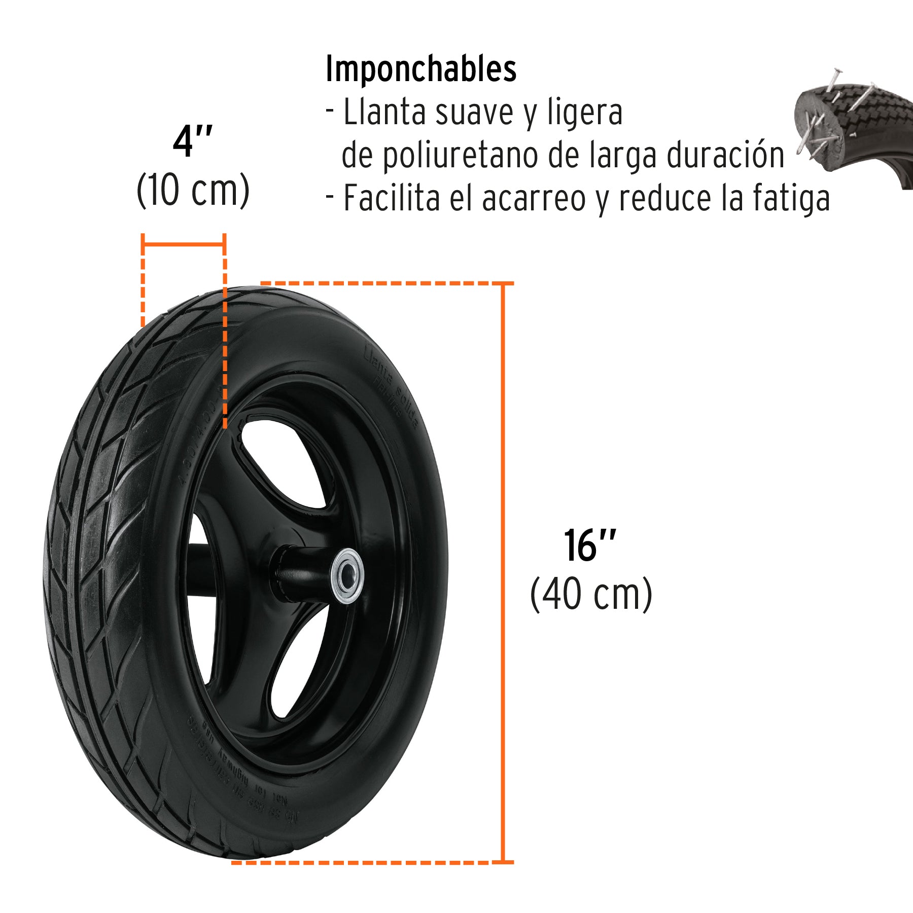 Carretilla 8 ft3 Imponchable, bastidor tubular, TRUPER