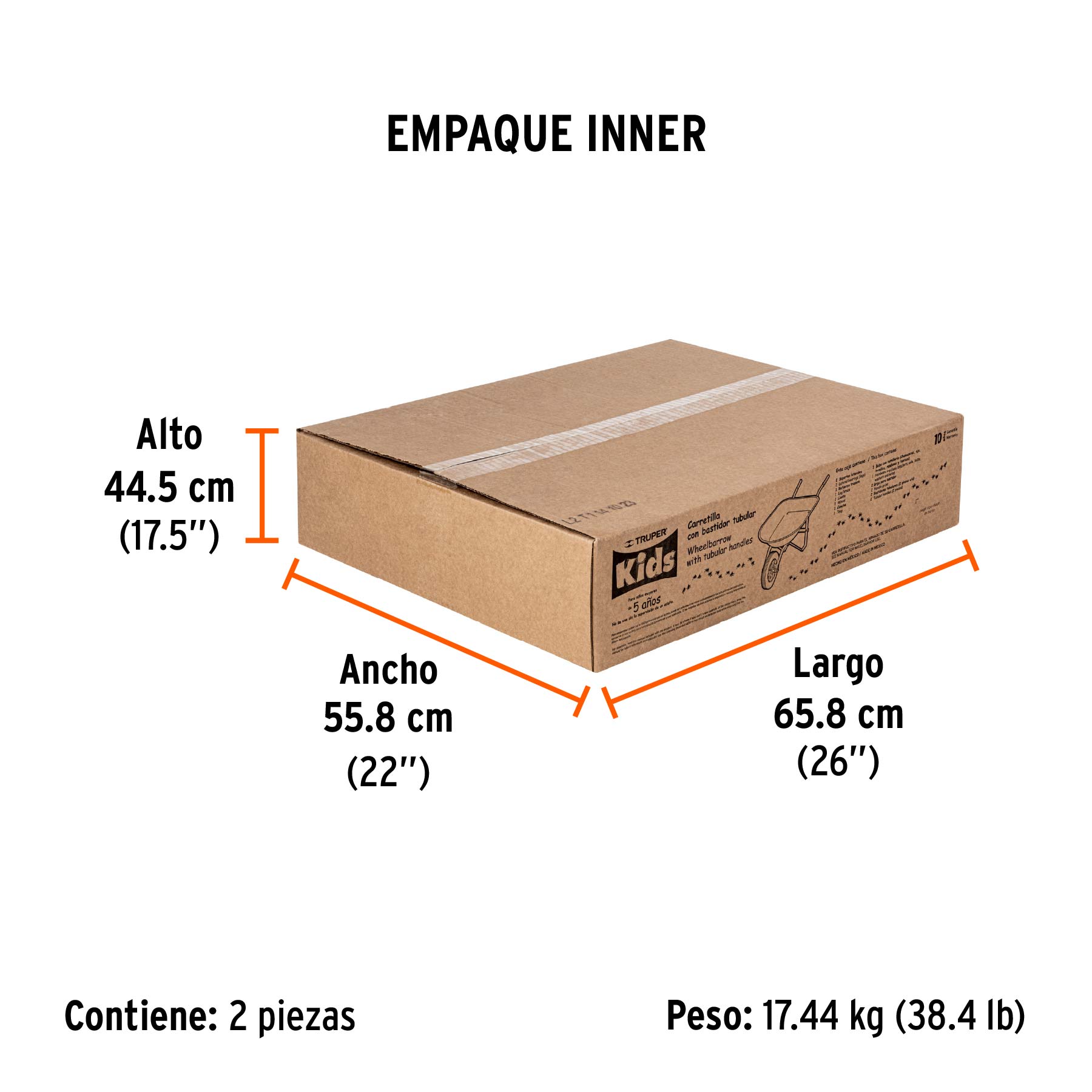 Carretilla para niños, concha metálica 54 x 40 cm, TRUPER - Empaque