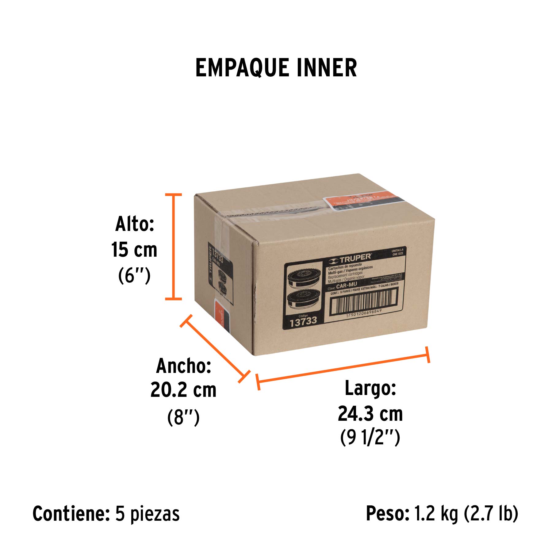 Bolsa con 2 cartuchos de repuesto, multi gas, TRUPER - Empaque
