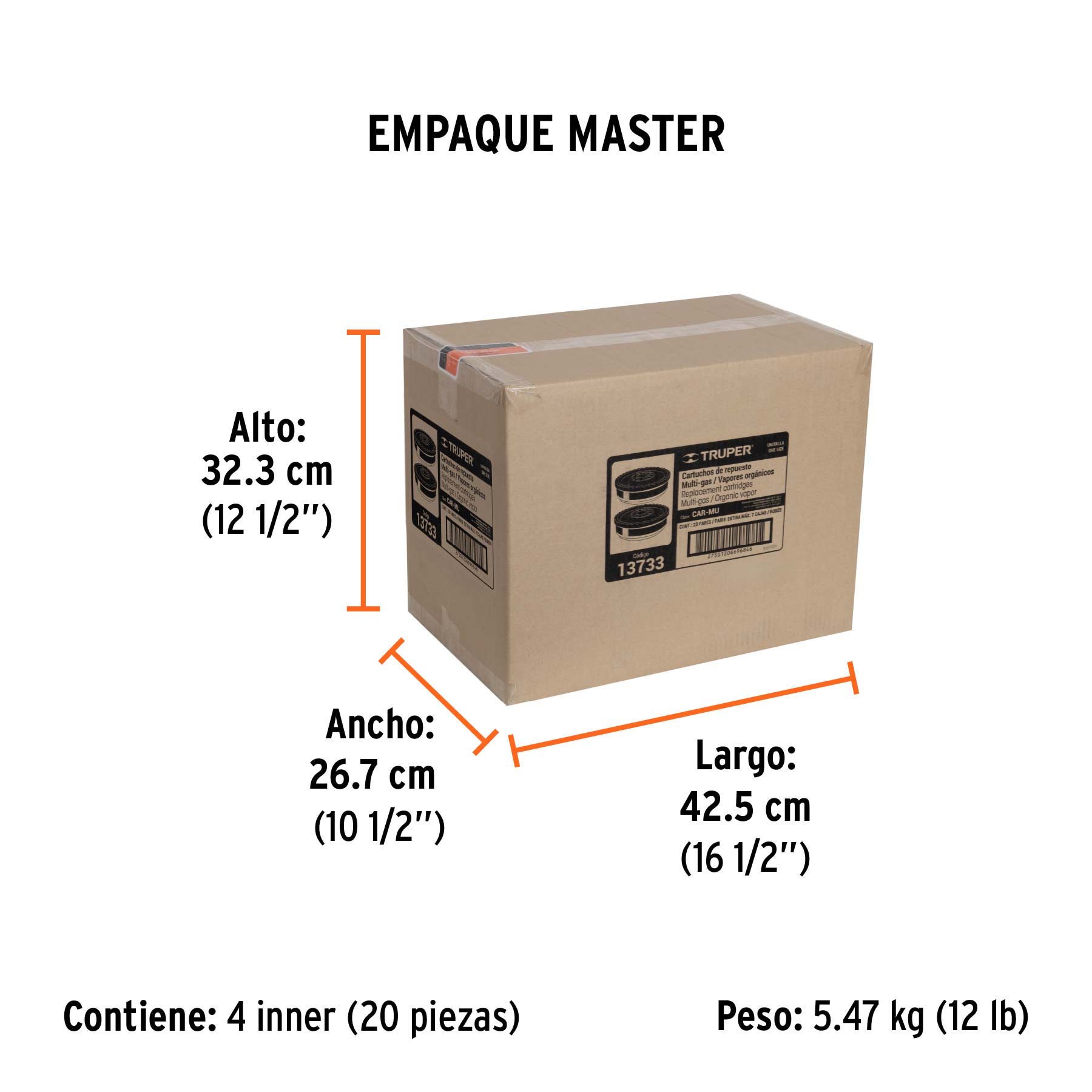 Bolsa con 2 cartuchos de repuesto, multi gas, TRUPER - Empaque