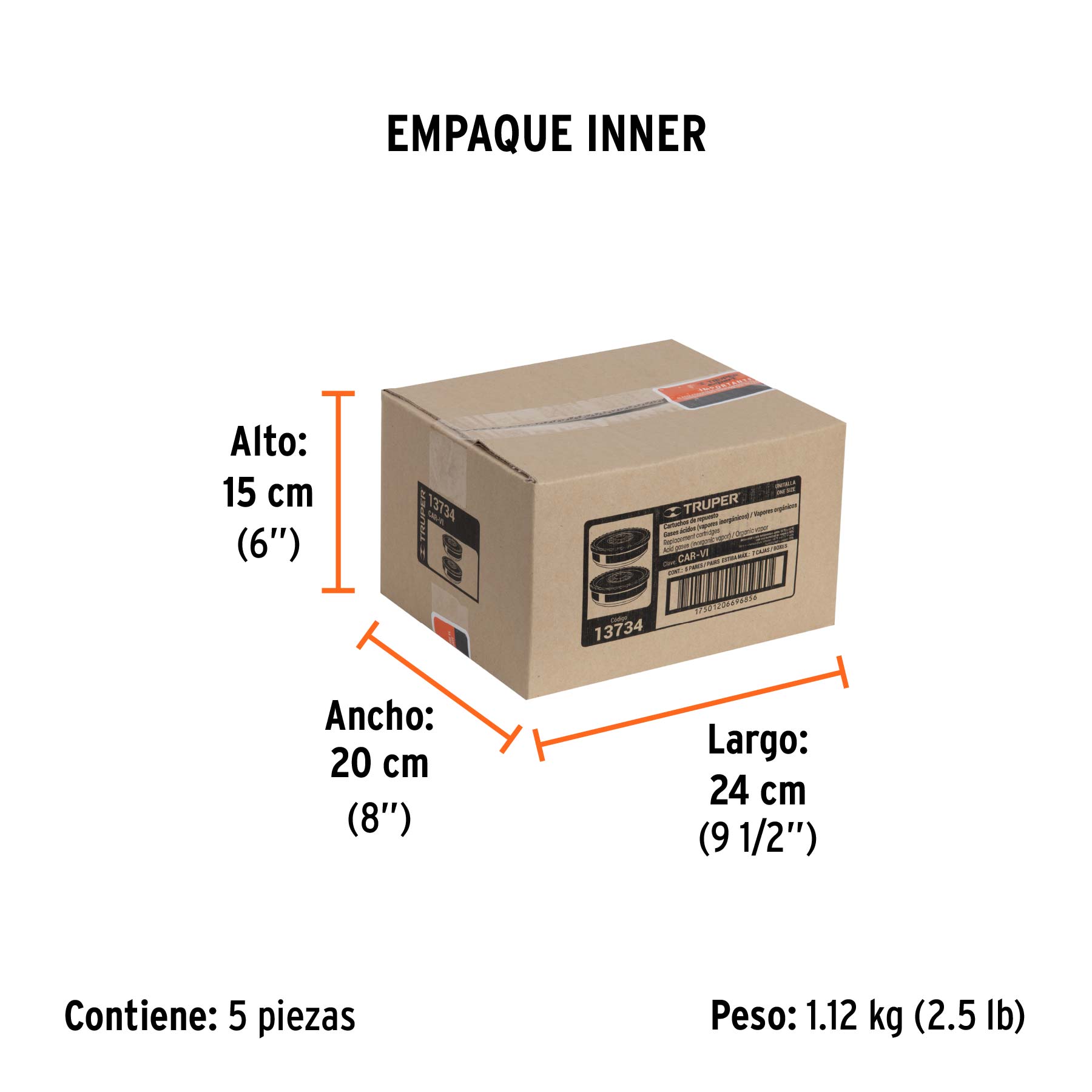 Bolsa con 2 cartuchos de repuesto, gases ácidos, TRUPER - Empaque