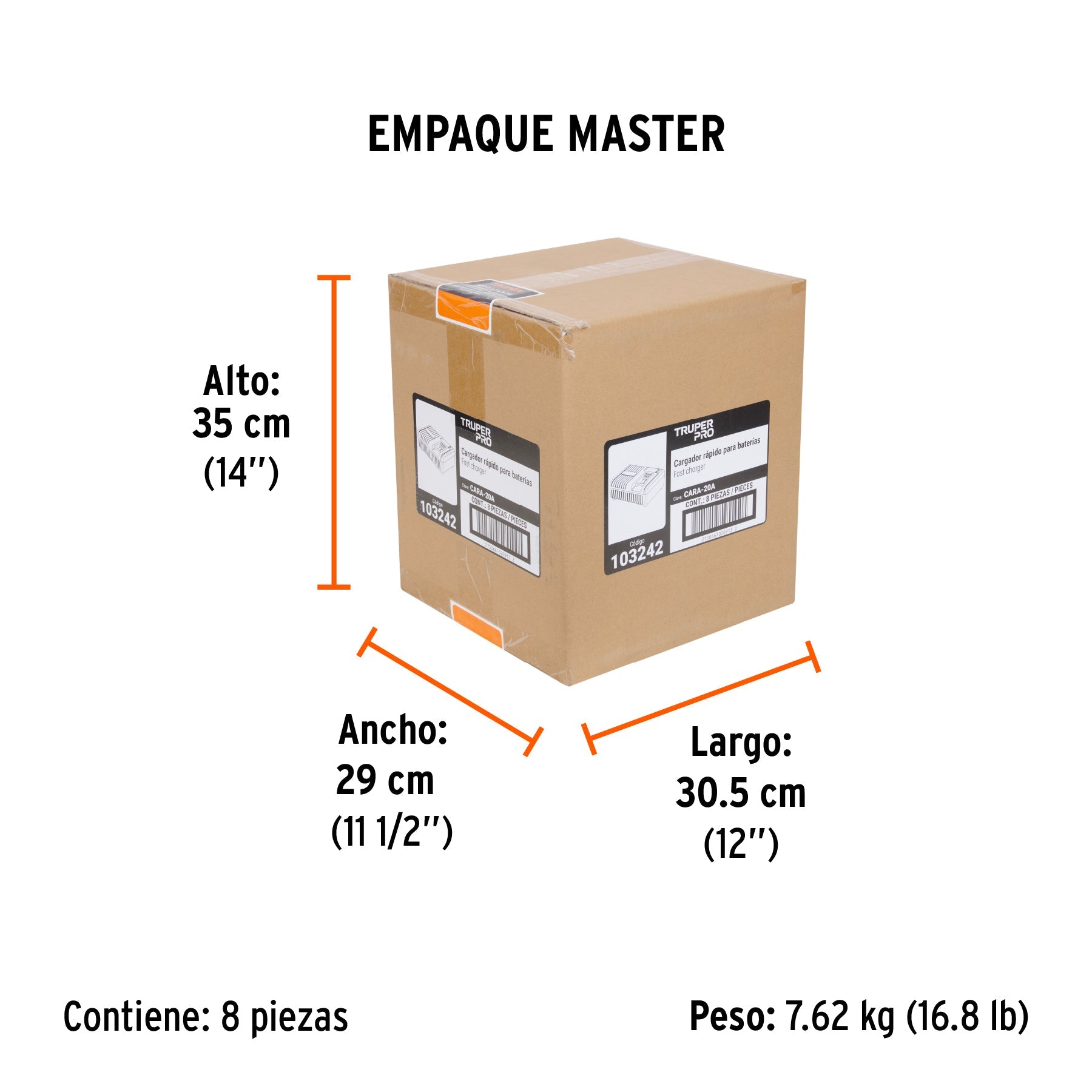 Cargador rápido de baterías de ion litio 20V, TRUPER PRO - Empaque
