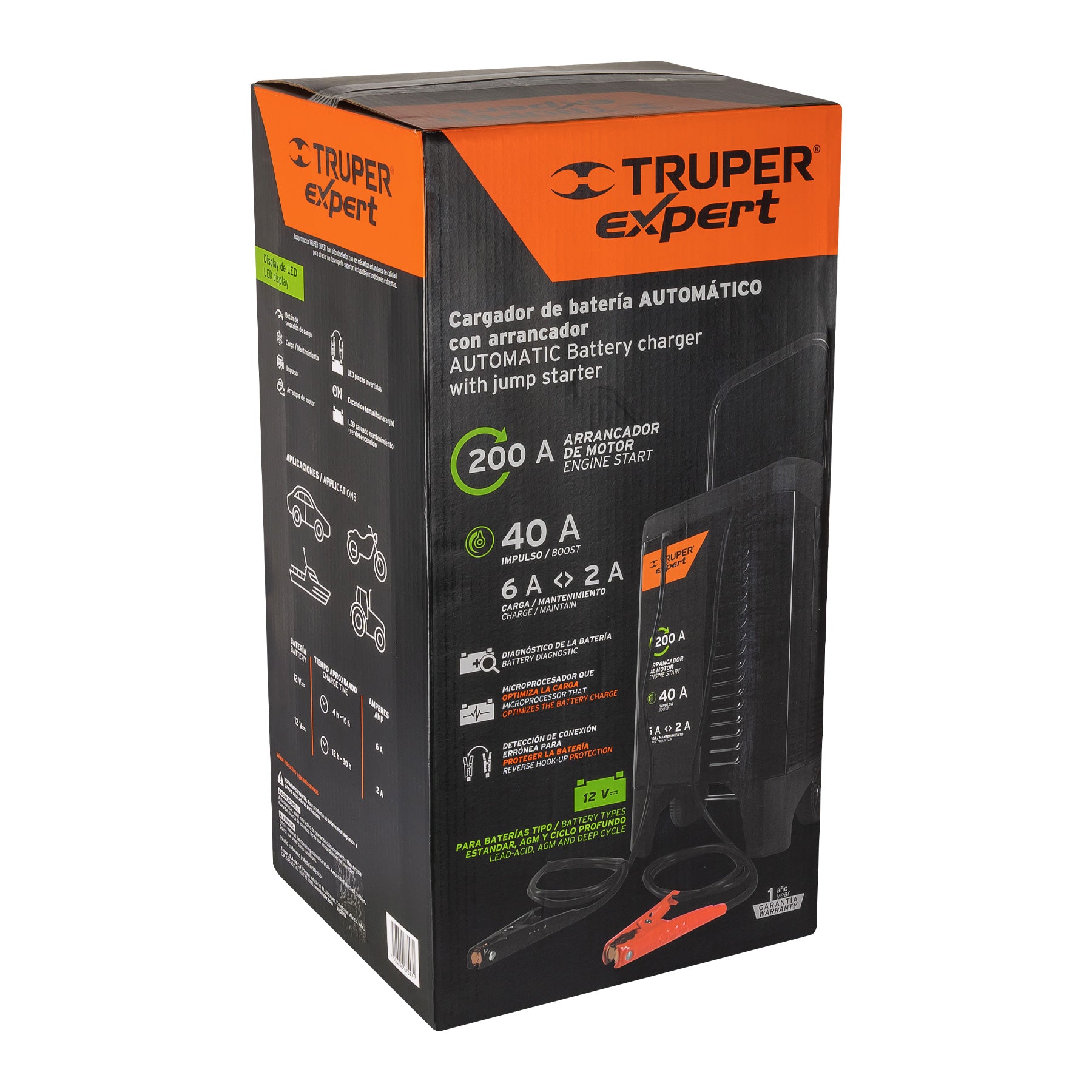 Cargador de 200 A para baterías de 12 V, con ruedas, EXPERT