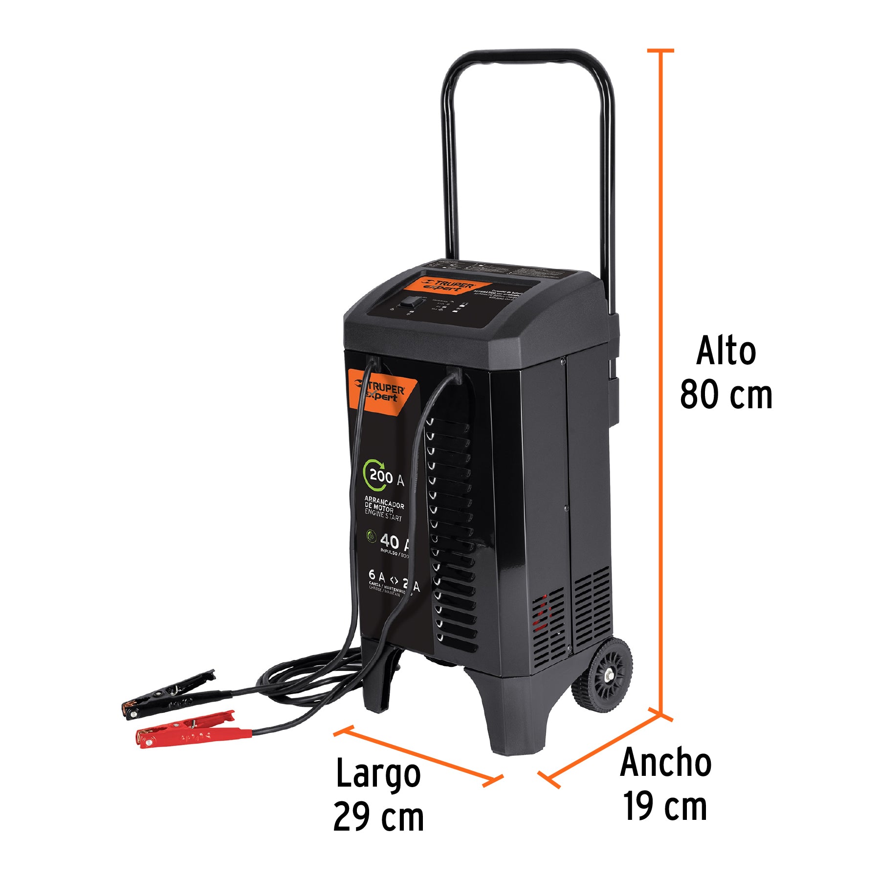Cargador de 200 A para baterías de 12 V, con ruedas, EXPERT