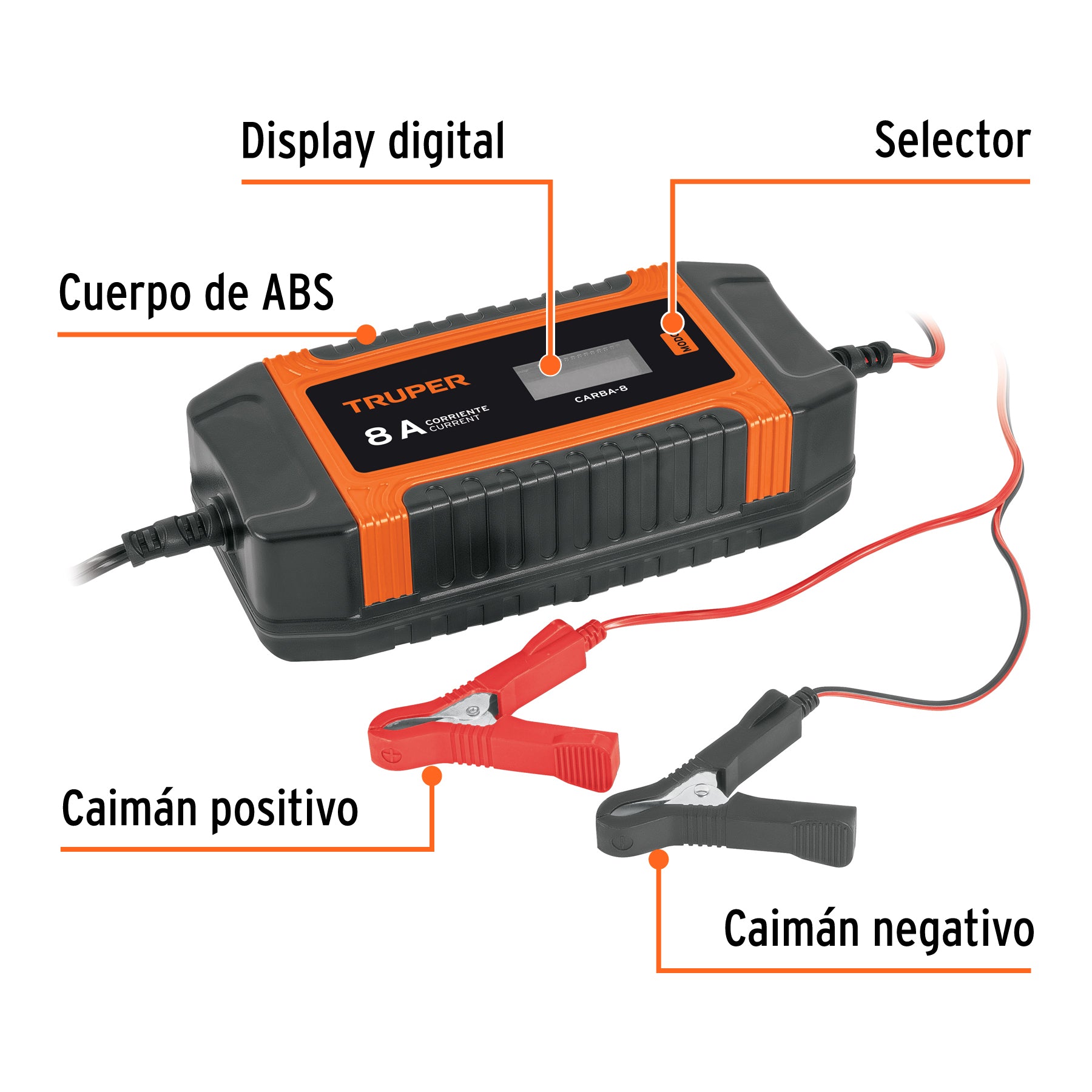 Cargador / mantenedor de 8A para baterías de 12V/24V, TRUPER