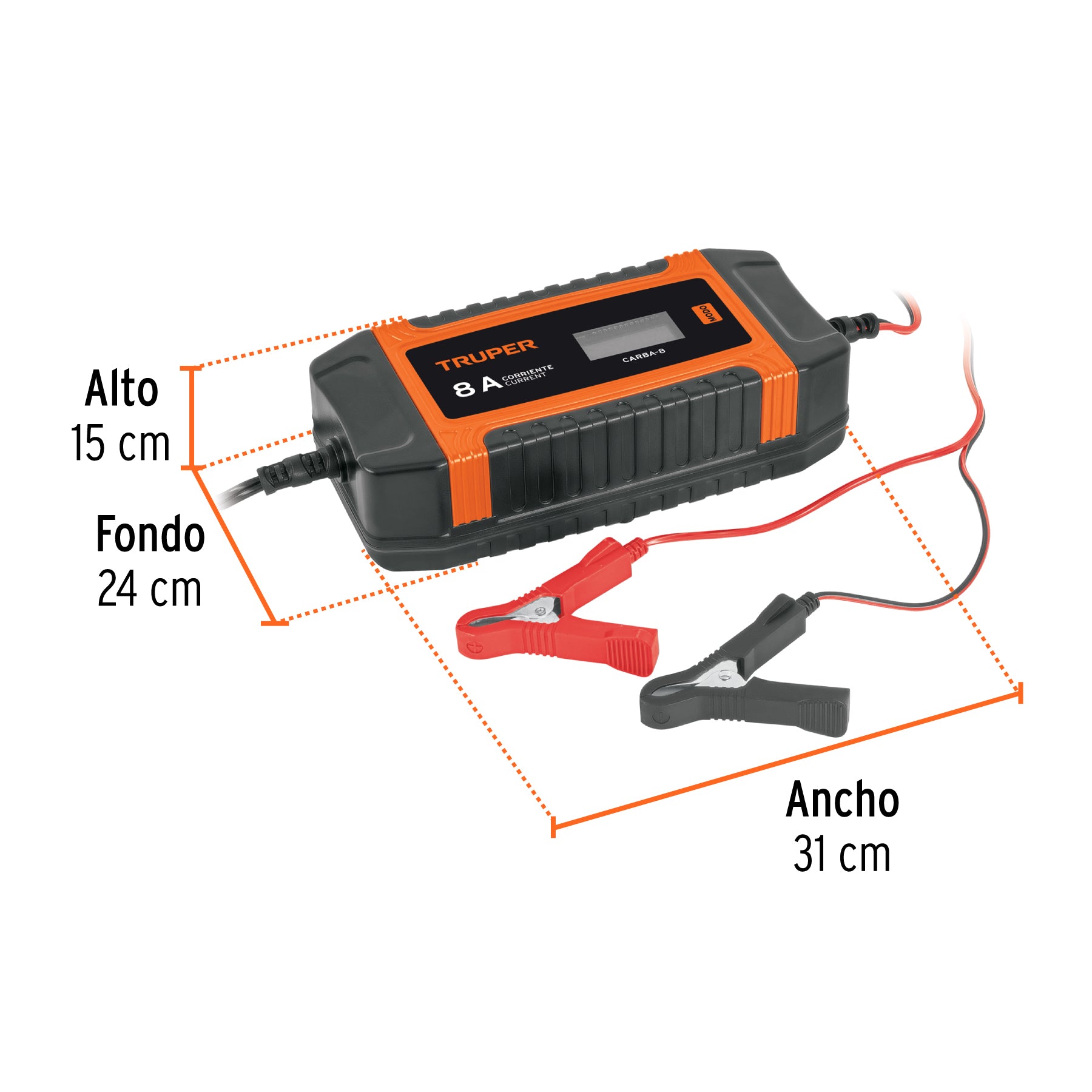 Cargador / mantenedor de 8A para baterías de 12V/24V, TRUPER