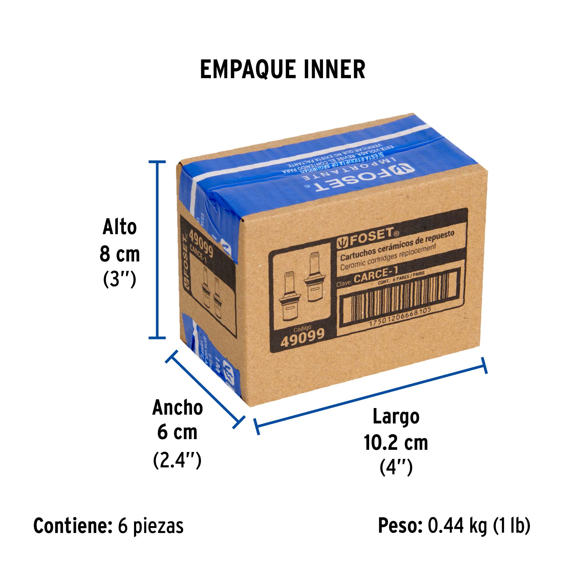 Bolsa con 2 cartuchos cerámicos para mezcladoras, FOSET - Empaque