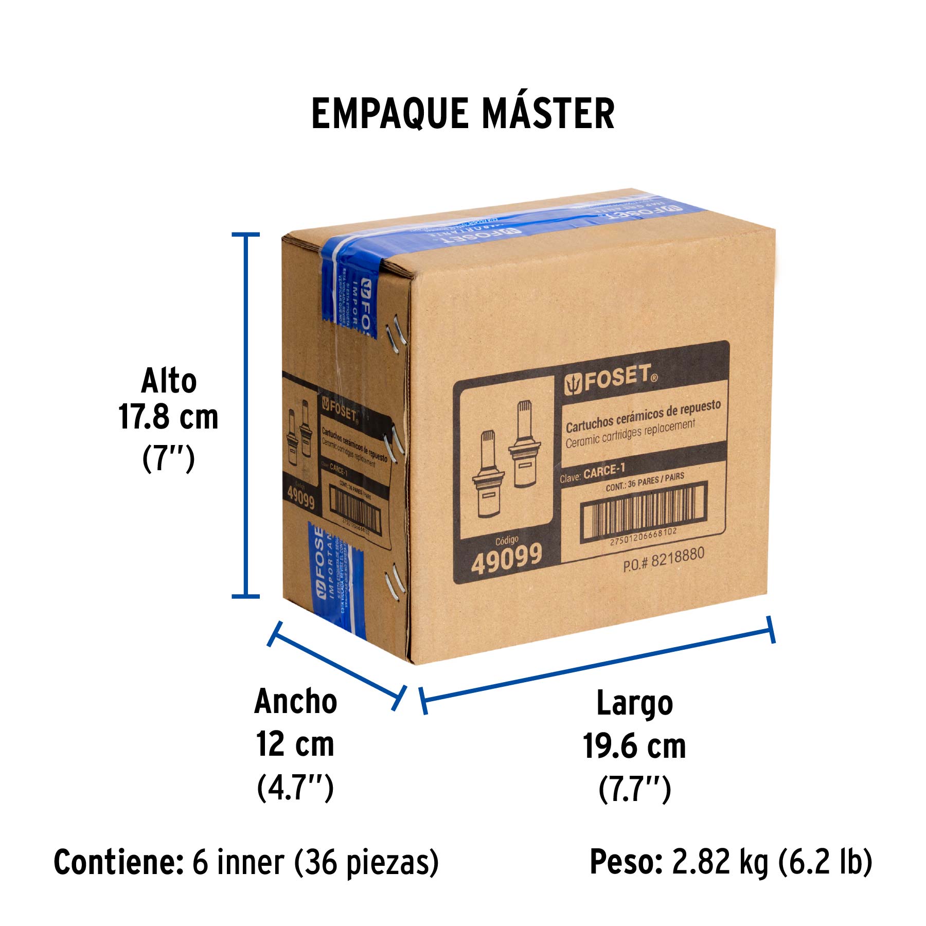 Bolsa con 2 cartuchos cerámicos para mezcladoras, FOSET - Empaque