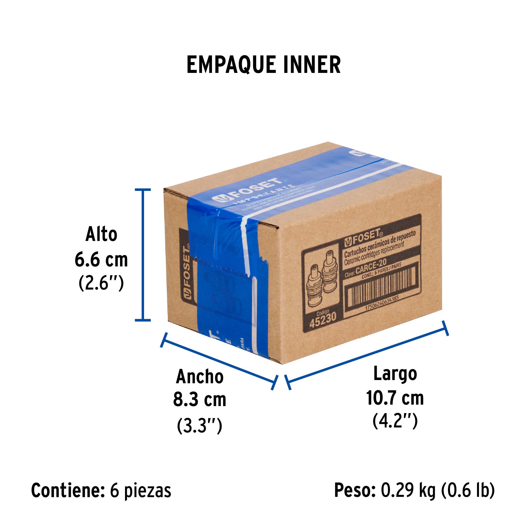 Juego de 2 cartuchos cerámicos POM, FOSET - Empaque
