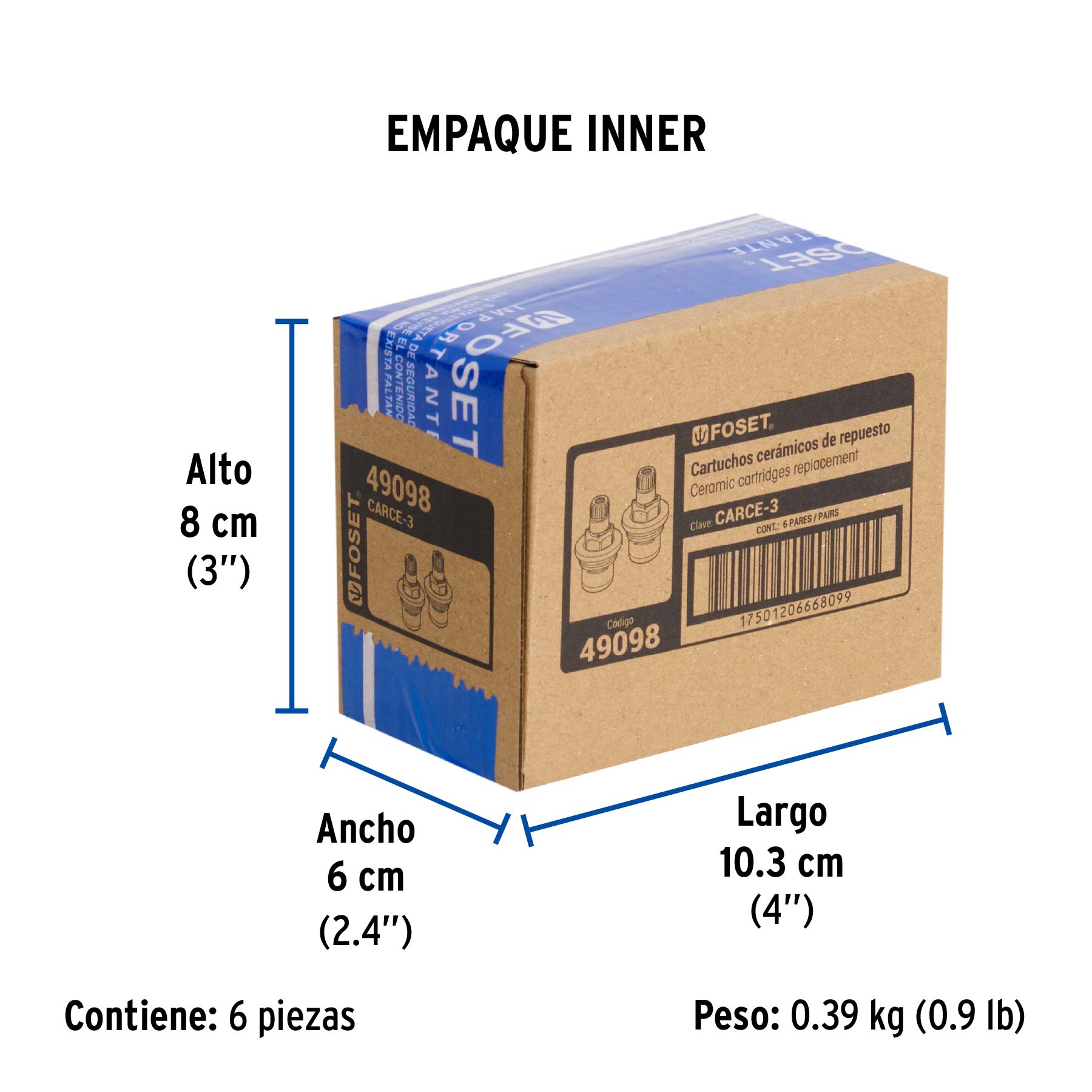 Bolsa con 2 cartuchos cerámicos para M-242 y M-242A, FOSET - Empaque