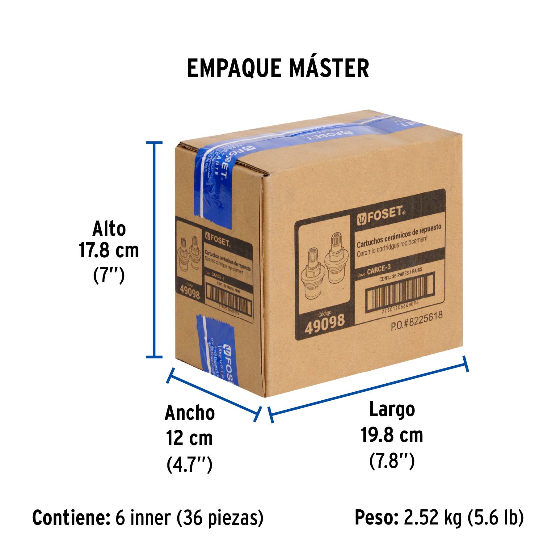 Bolsa con 2 cartuchos cerámicos para M-242 y M-242A, FOSET - Empaque