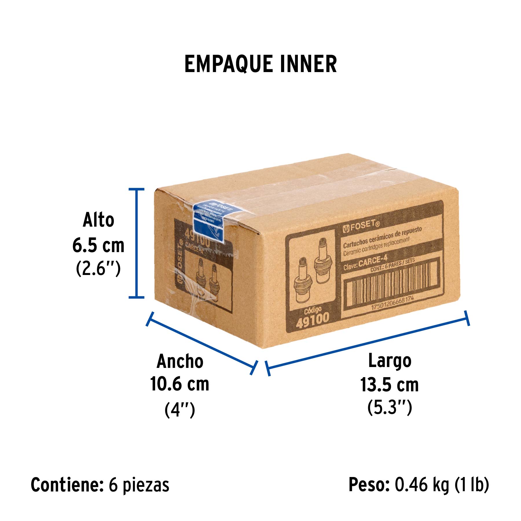 Bolsa con 2 cartuchos cerámicos p/mezcladoras, FOSET - Empaque