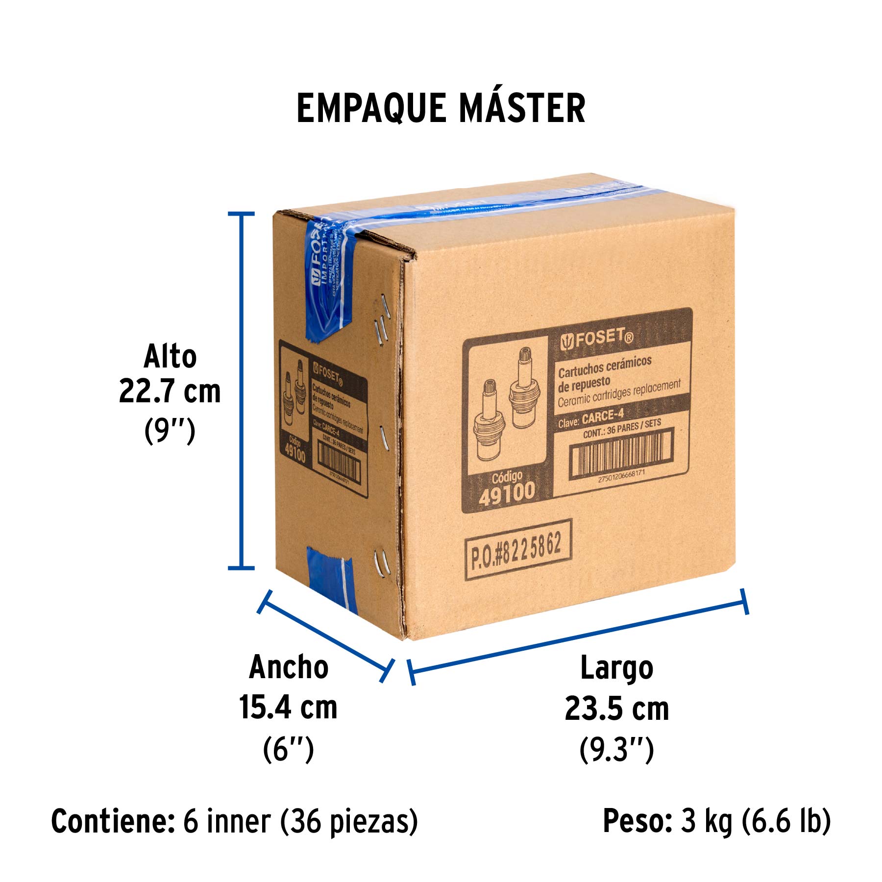 Bolsa con 2 cartuchos cerámicos p/mezcladoras, FOSET - Empaque