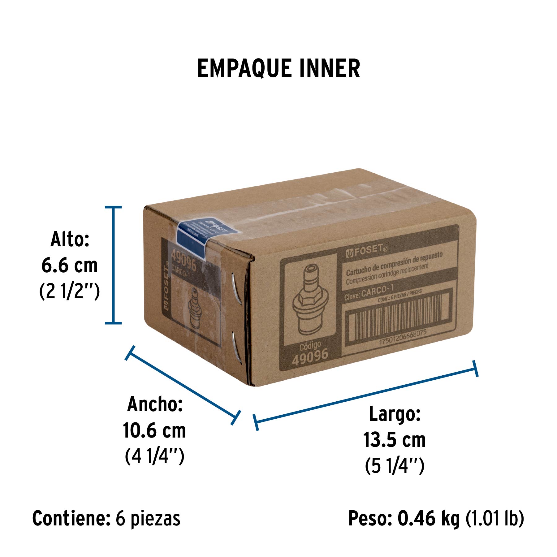 Cartucho de compresión para llaves de empotrar, FOSET - Empaque