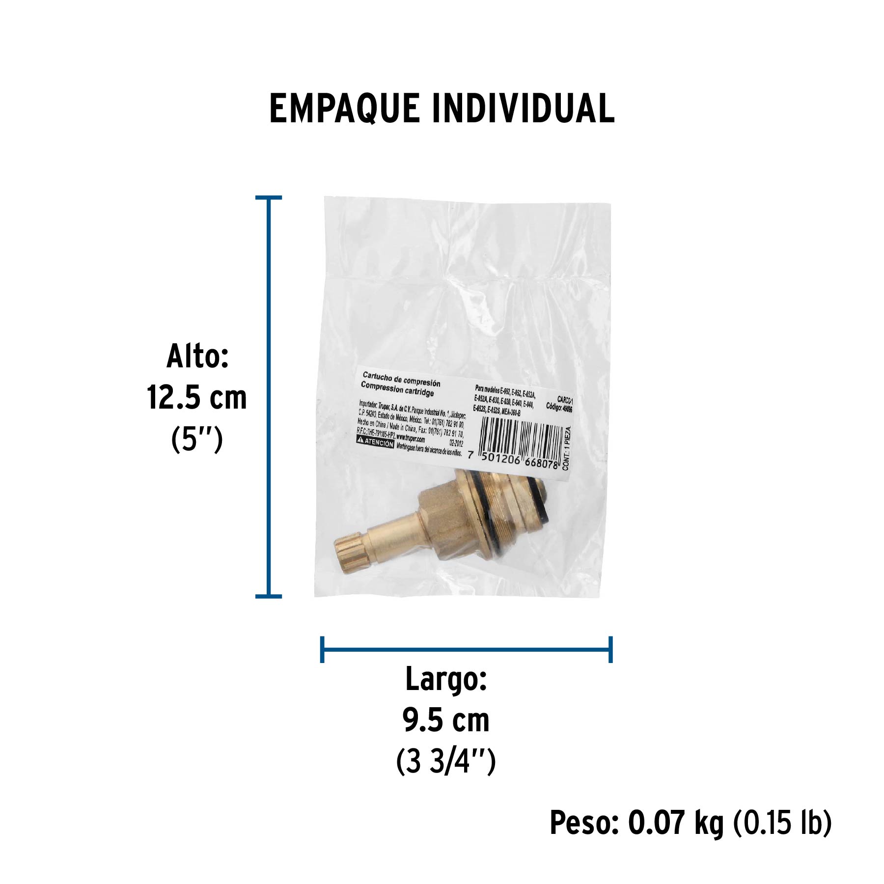 Cartucho de compresión para llaves de empotrar, FOSET - Empaque