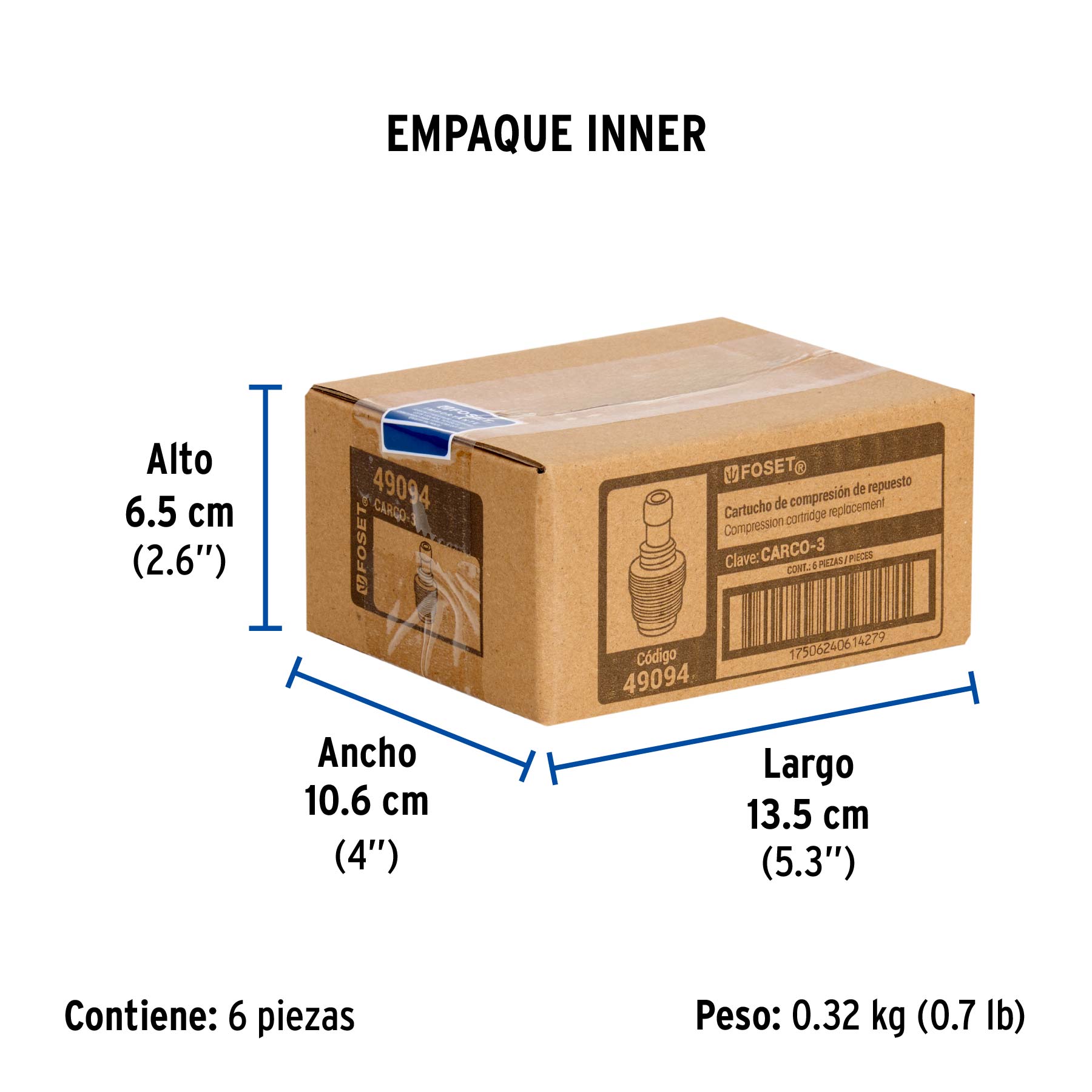 Cartucho de compresión para mezcladora, FOSET - Empaque