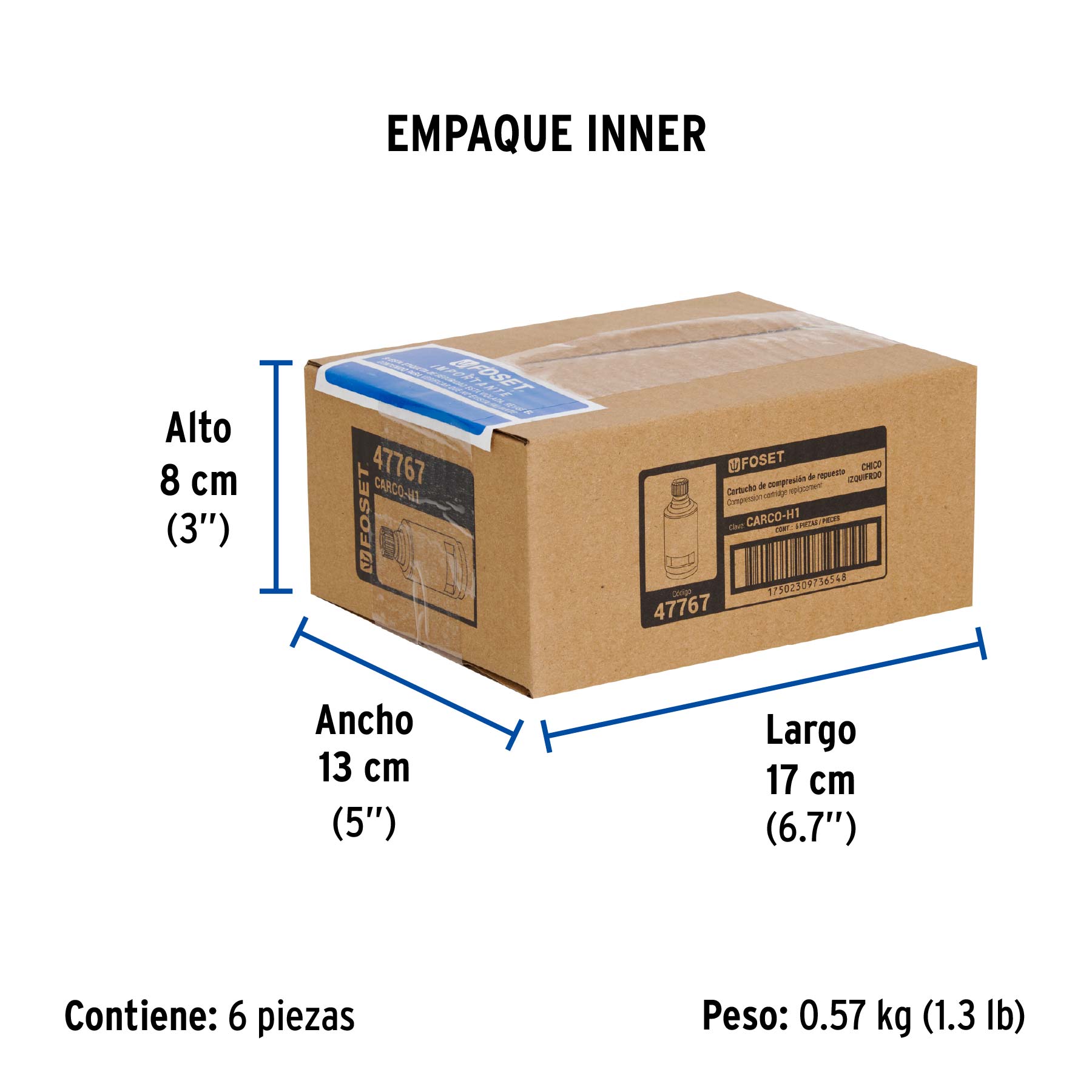 Cartucho genérico de compresión, chico, izquierdo, FOSET - Empaque