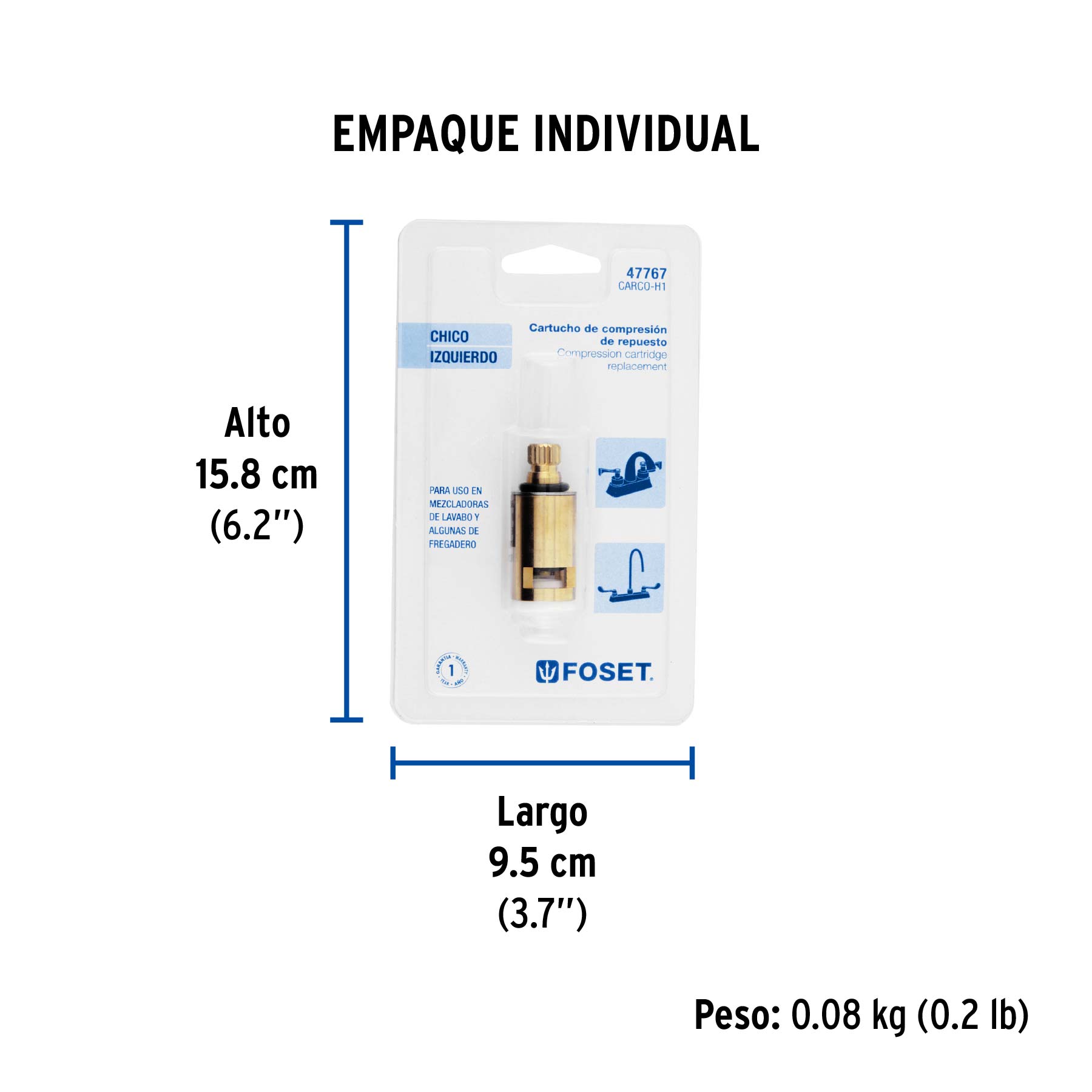 Cartucho genérico de compresión, chico, izquierdo, FOSET - Empaque