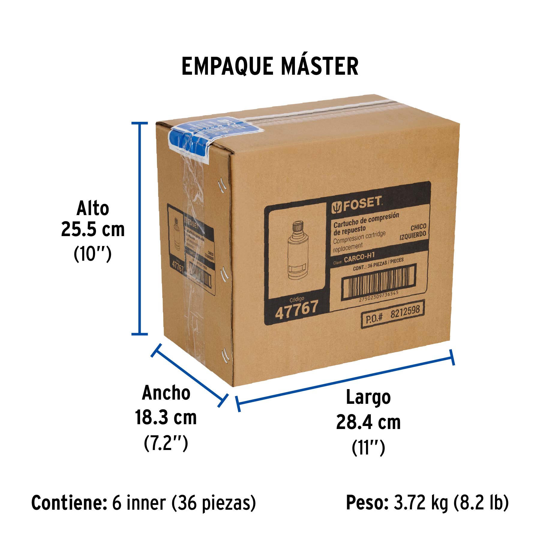 Cartucho genérico de compresión, chico, izquierdo, FOSET - Empaque