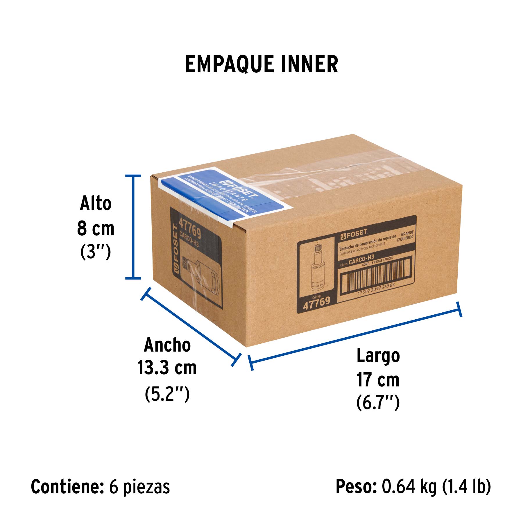 Cartucho genérico de compresión, grande, izquierdo, FOSET - Empaque
