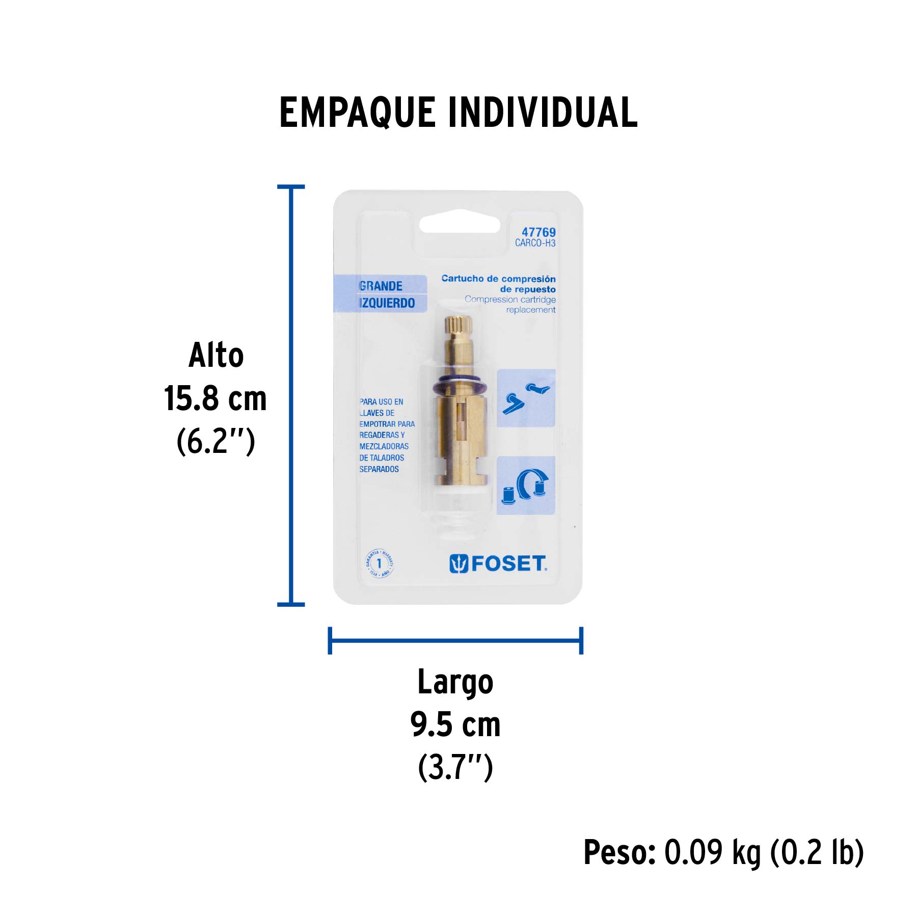 Cartucho genérico de compresión, grande, izquierdo, FOSET - Empaque