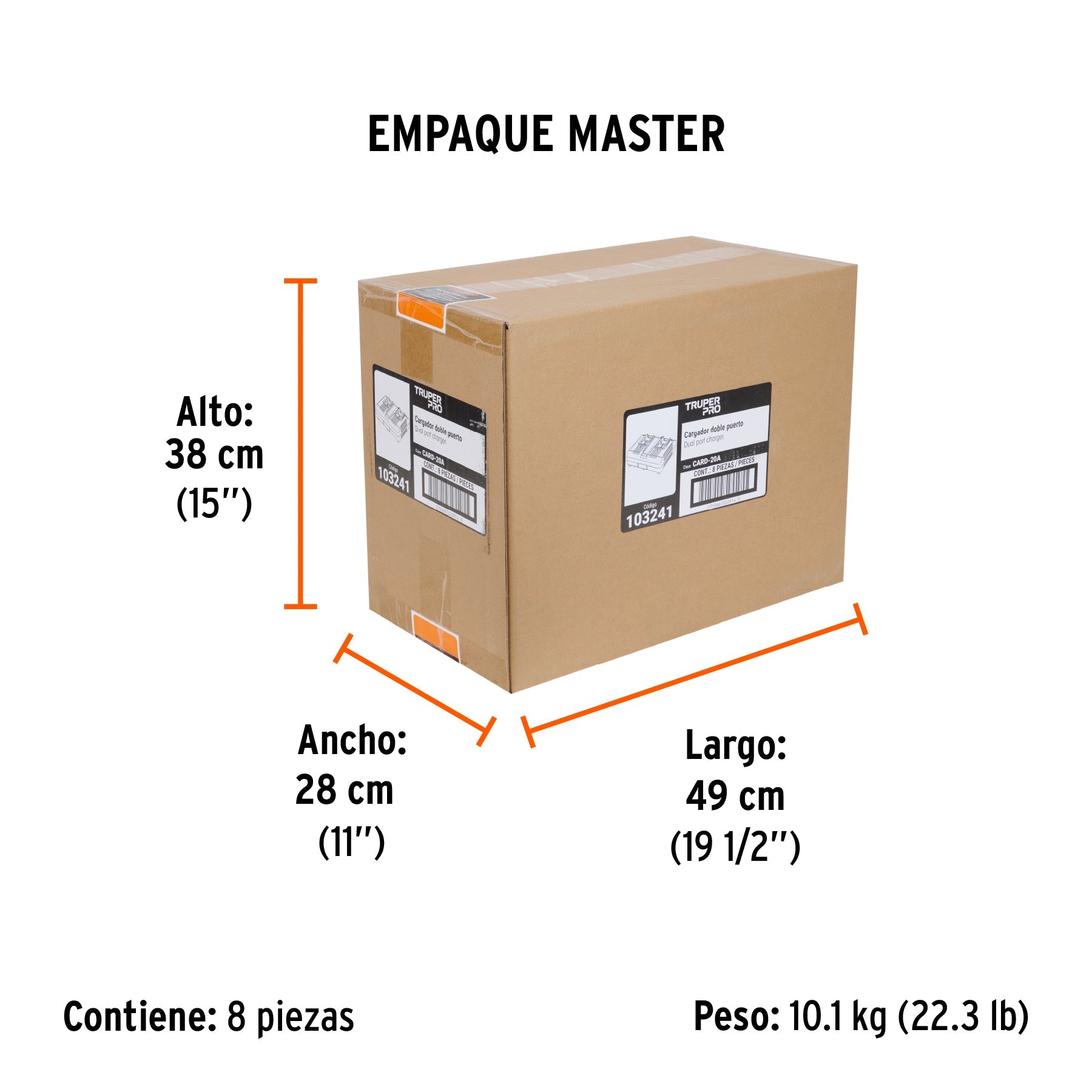 Cargador dual de baterías de ion litio 20V, TRUPER PRO - Empaque