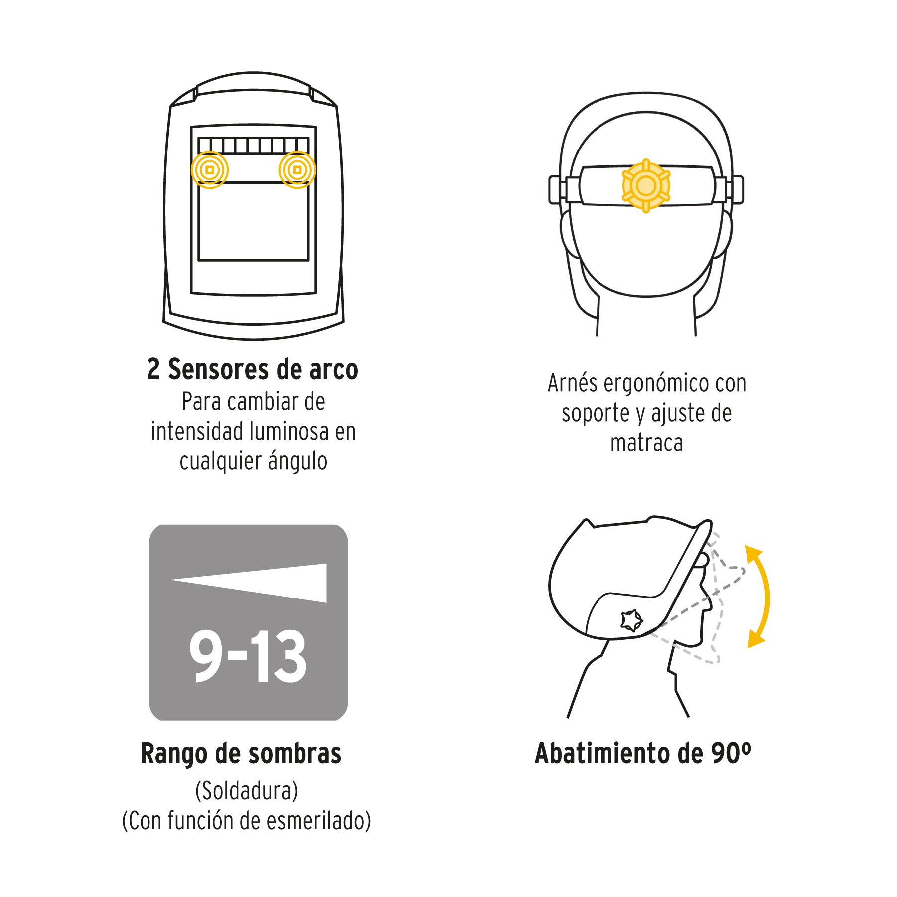 Careta electrónica para soldar sombra 9-13, fuego, PRETUL