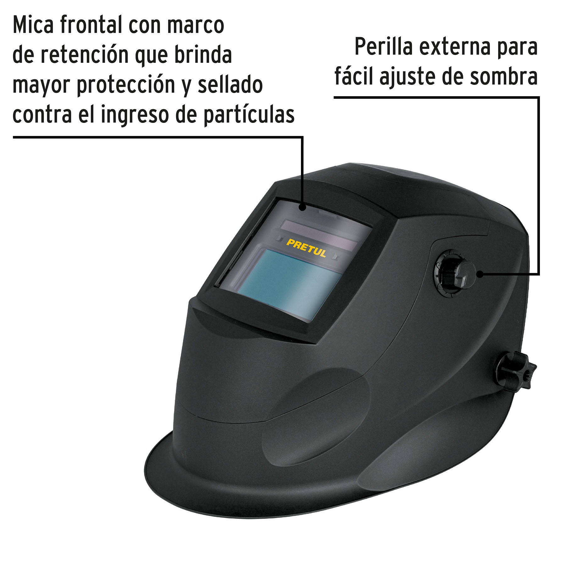 Careta electrónica para soldar sombra 9-13, PRETUL