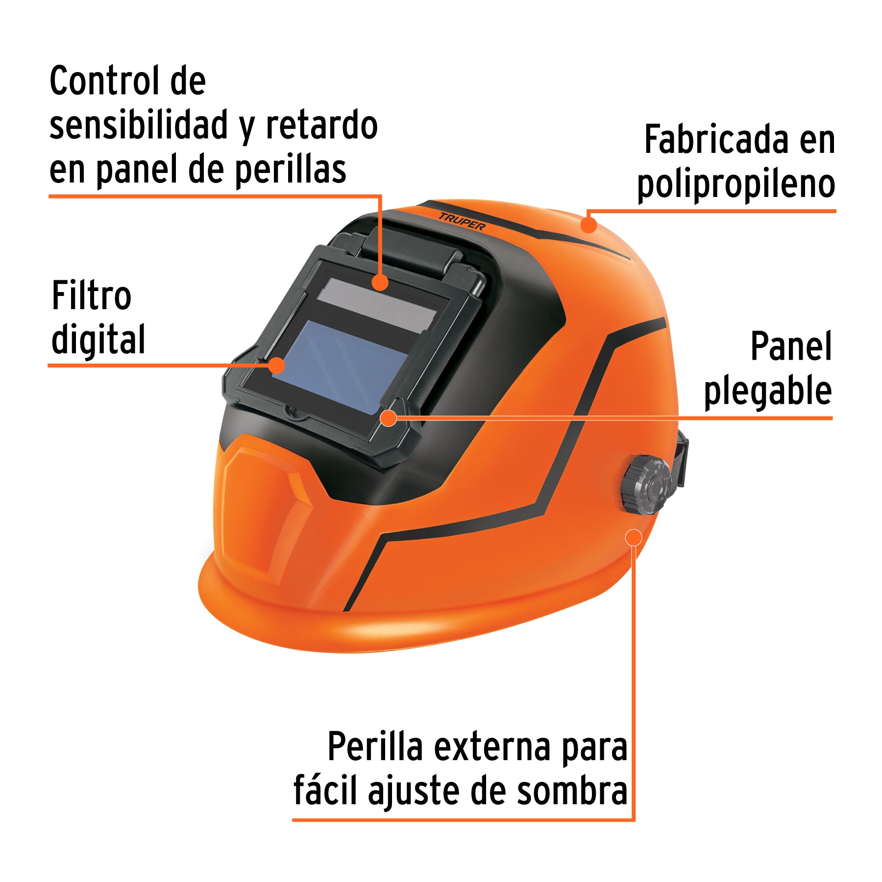 Careta electrónica para soldar, 9-13, panel digital, TRUPER
