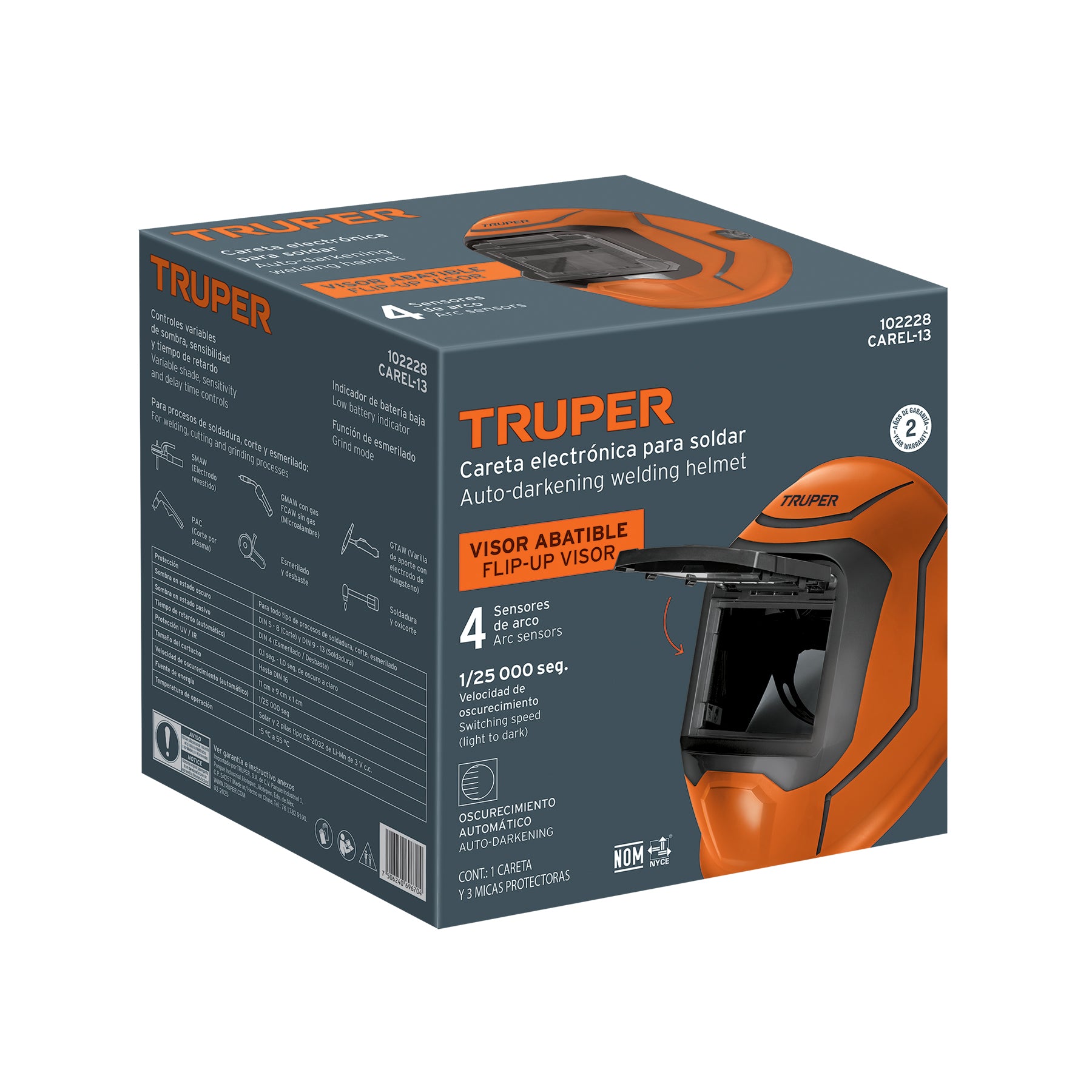 Careta electrónica para soldar, 9-13, panel digital, TRUPER