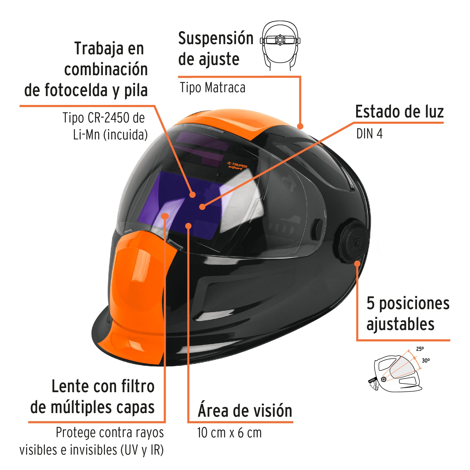 Careta electrónica para soldar, 9-13, panel digital, EXPERT