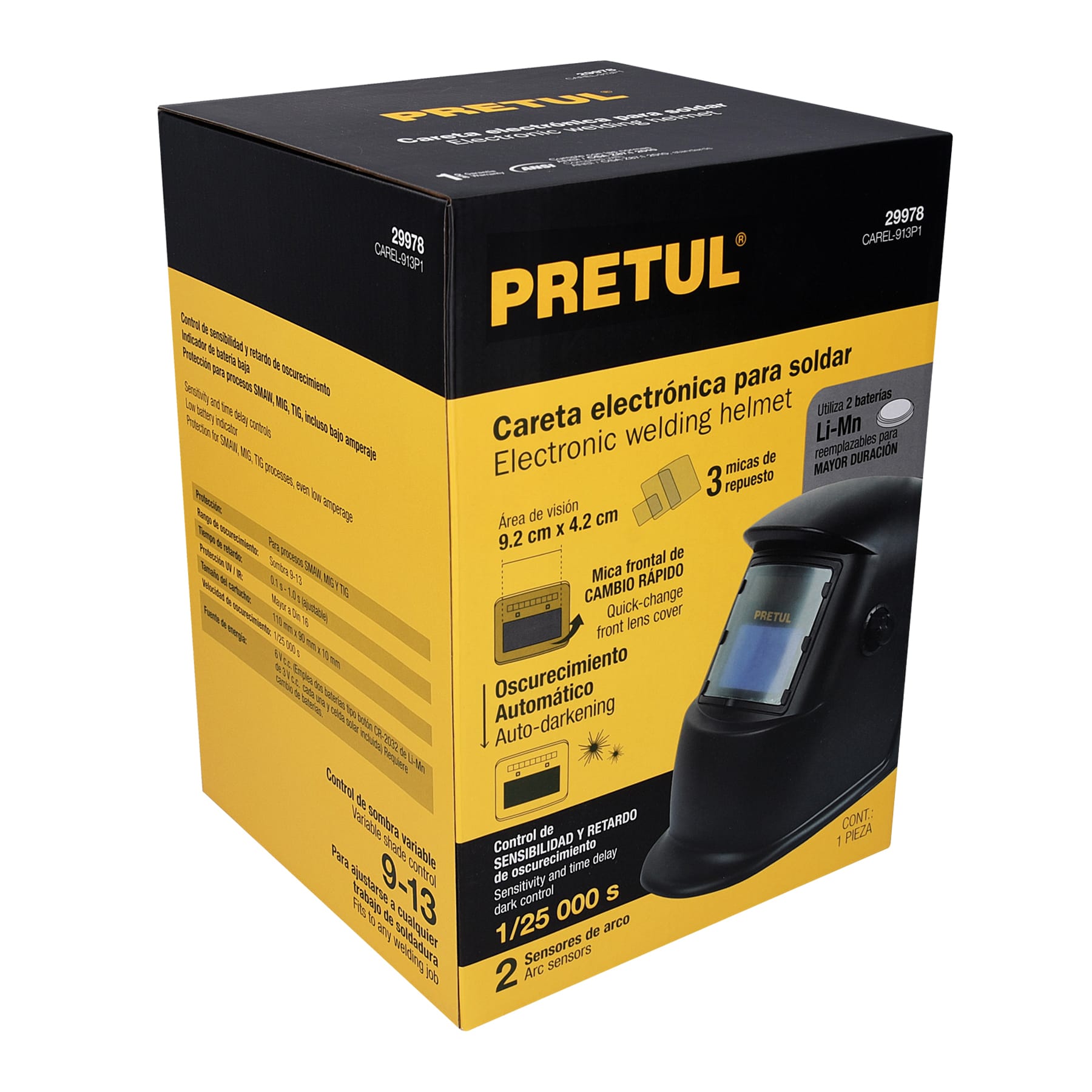 Careta electrónica para soldar 9-13, semiprofesional, PRETUL
