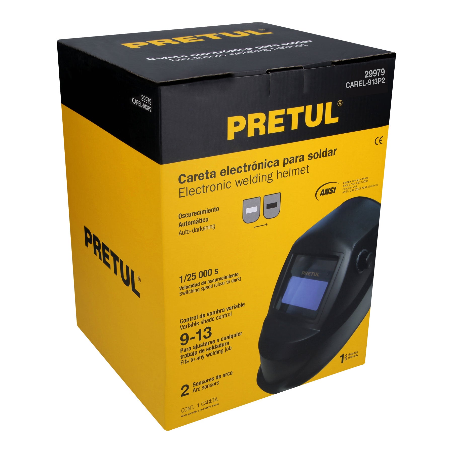 Careta electrónica para soldar sombra 9-13, mejorada, PRETUL
