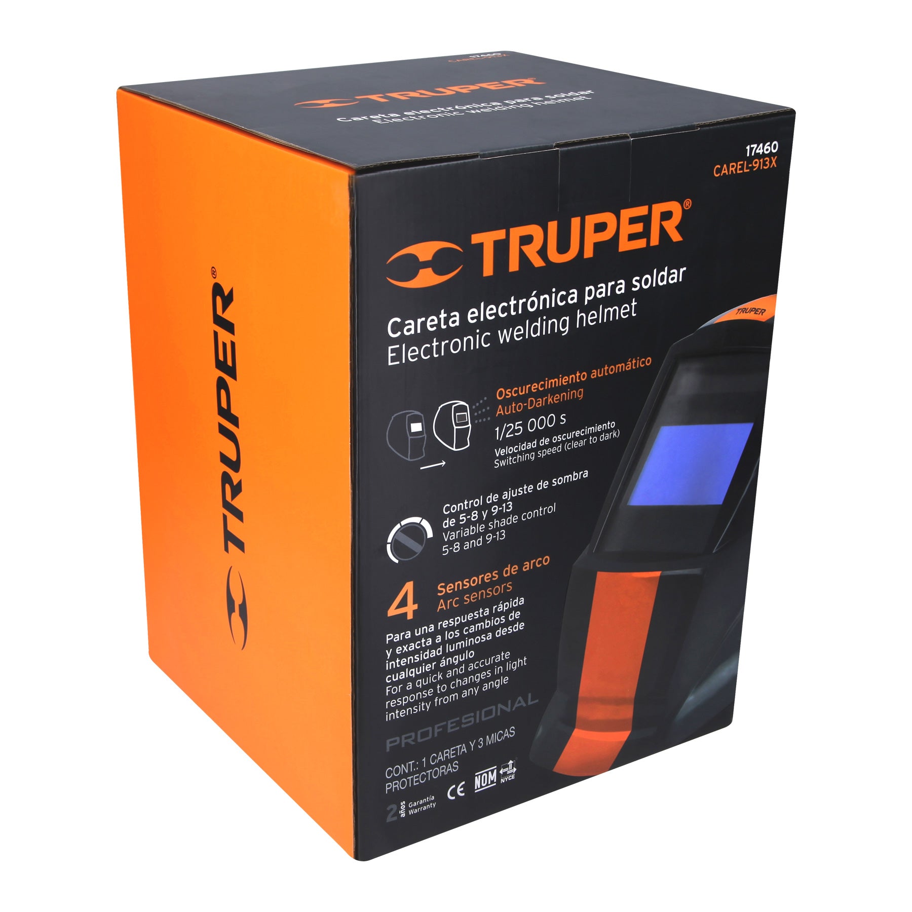 Careta electrónica para soldar sombra 9-13, bicolor, TRUPER