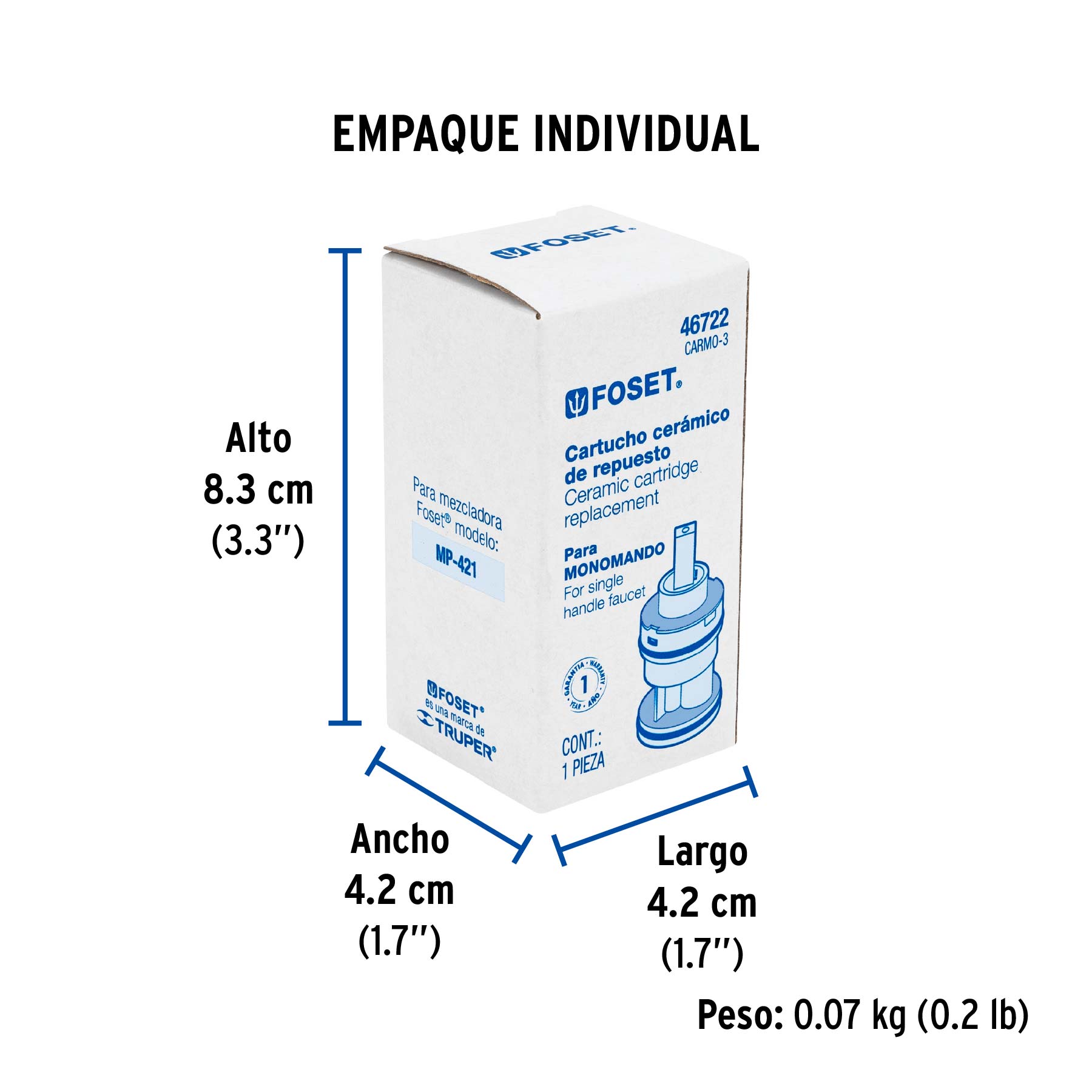 Cartucho para monomando MP-421, FOSET - Empaque