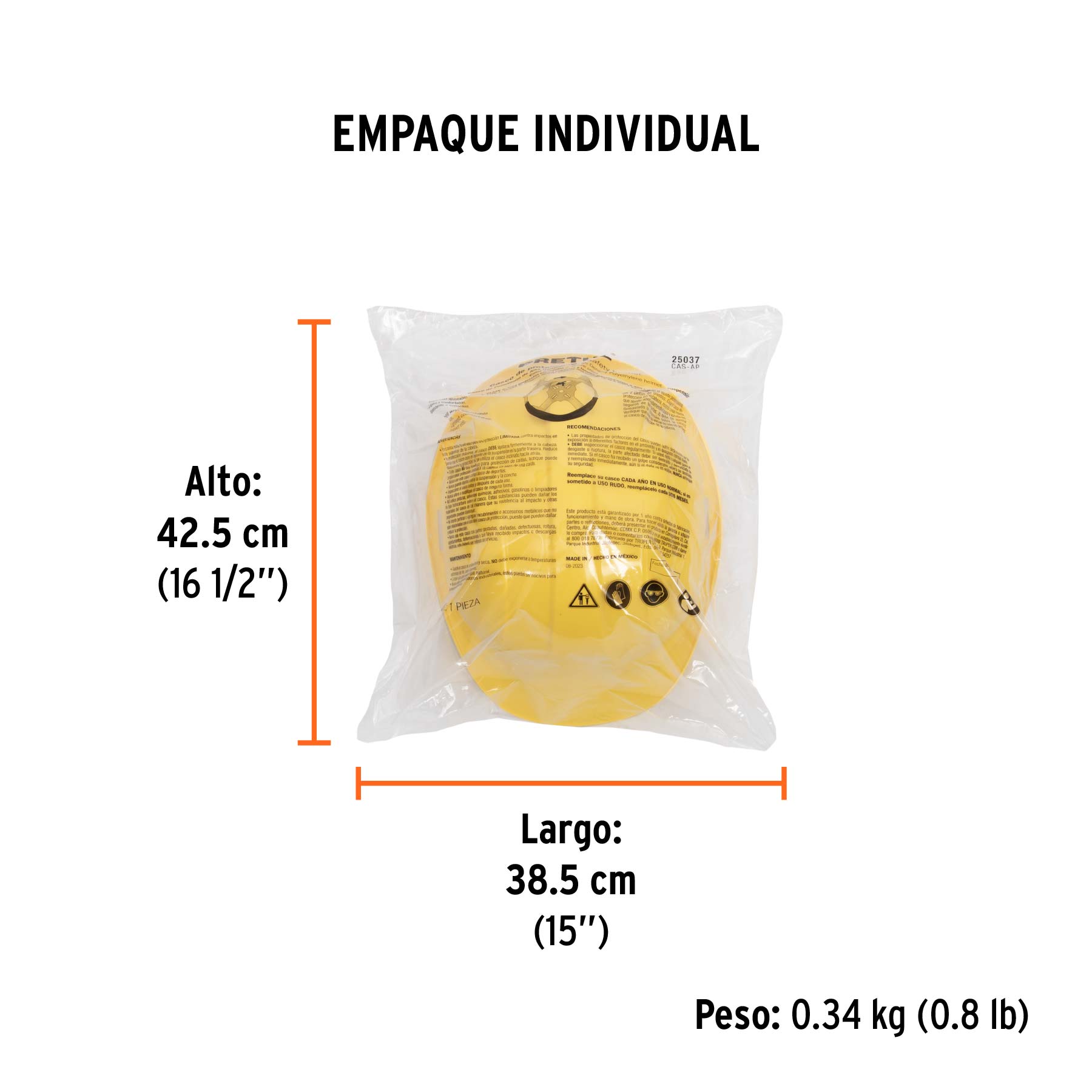 Casco de seguridad, ajuste de intervalos, amarillo, PRETUL - Empaque