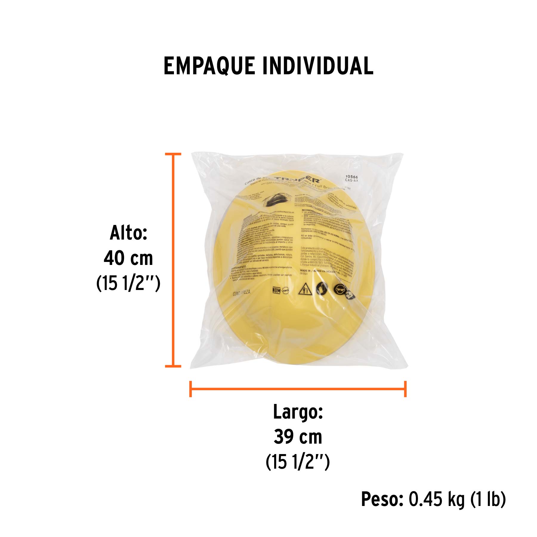 Casco de seguridad ala ancha, amarillo, TRUPER - Empaque