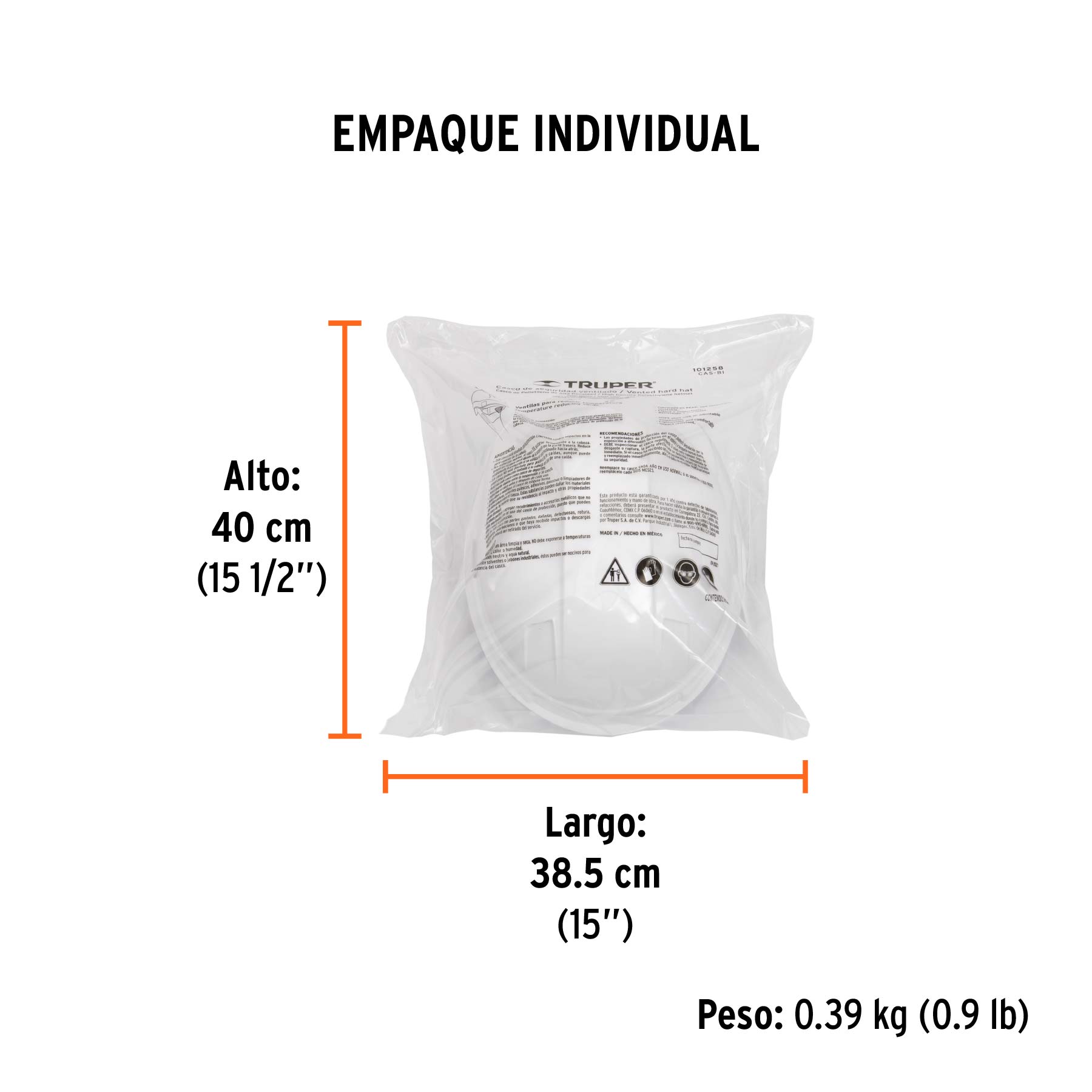 Casco de seguridad ventilado, ajuste de matraca, blanco - Empaque
